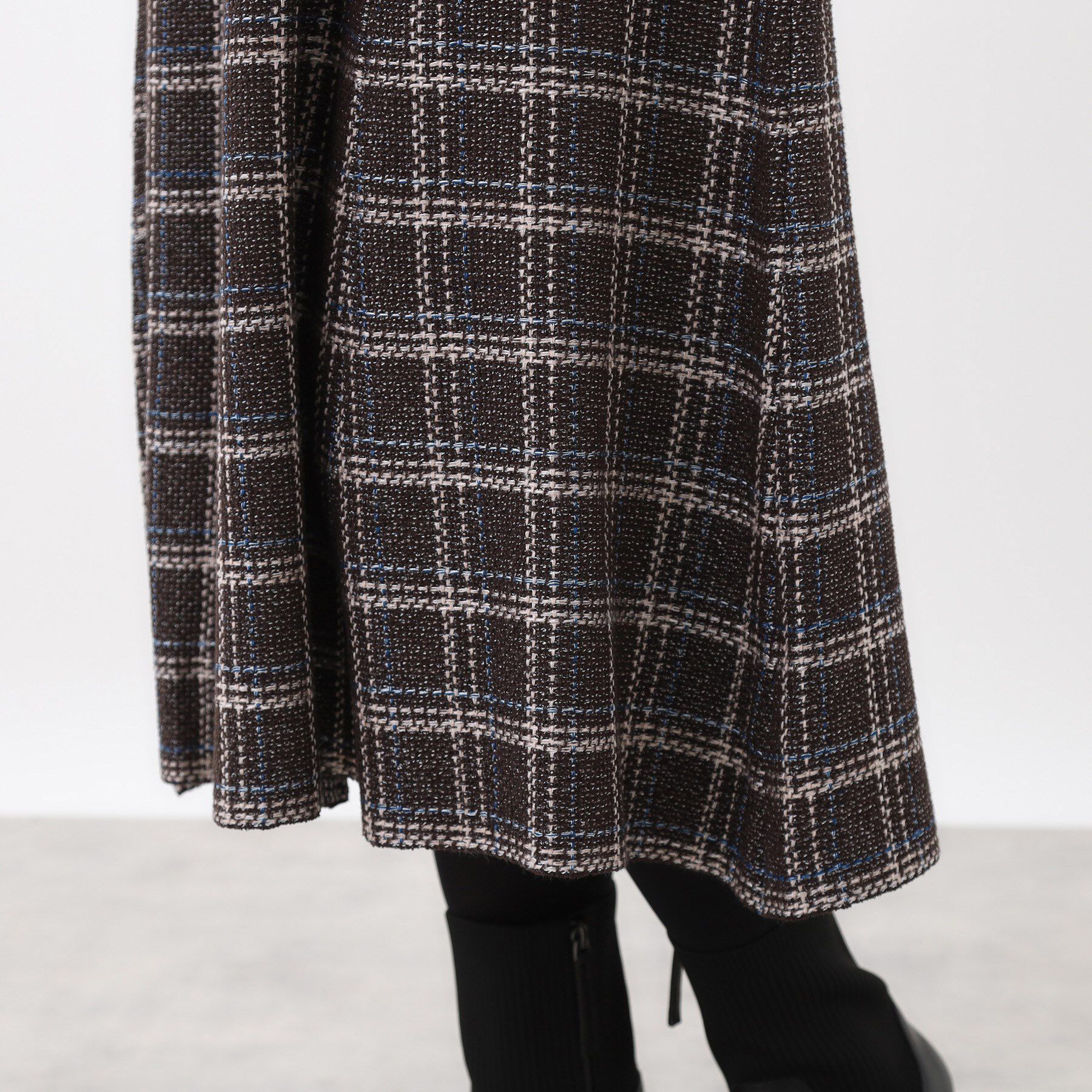 Reflect「【コートインでもすっきり◎】チェック柄ニットドッキングワンピース」|ワンピース|