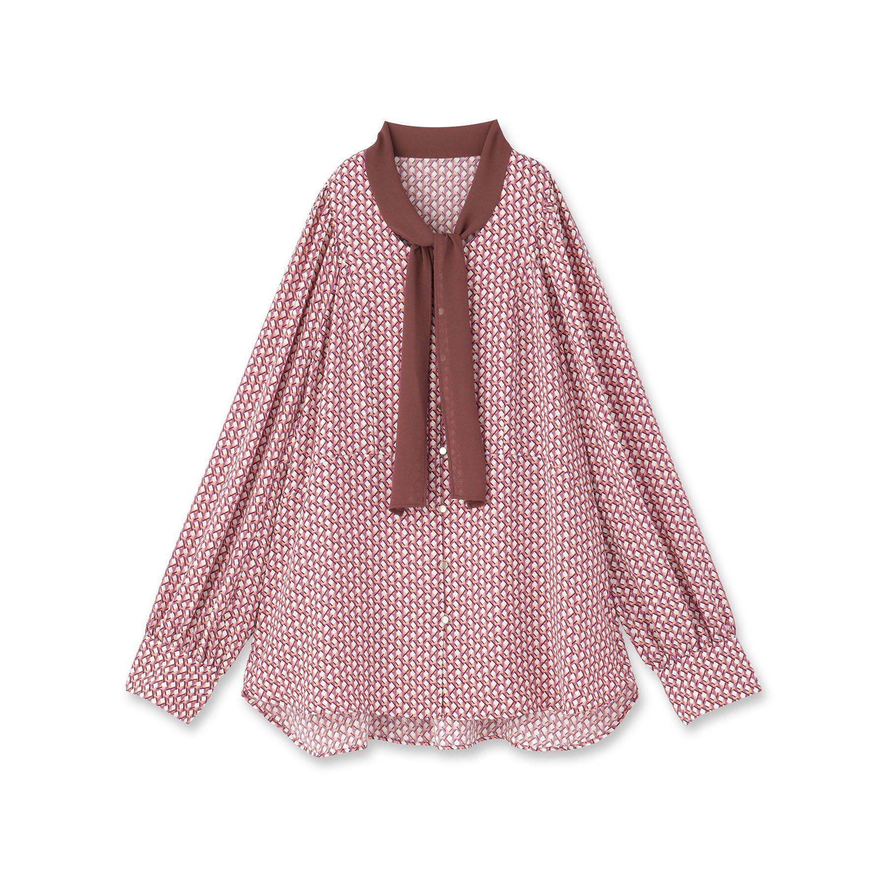 Reflect「【レイヤードに◎】ボウタイプリントブラウス」|シャツ・ブラウス|