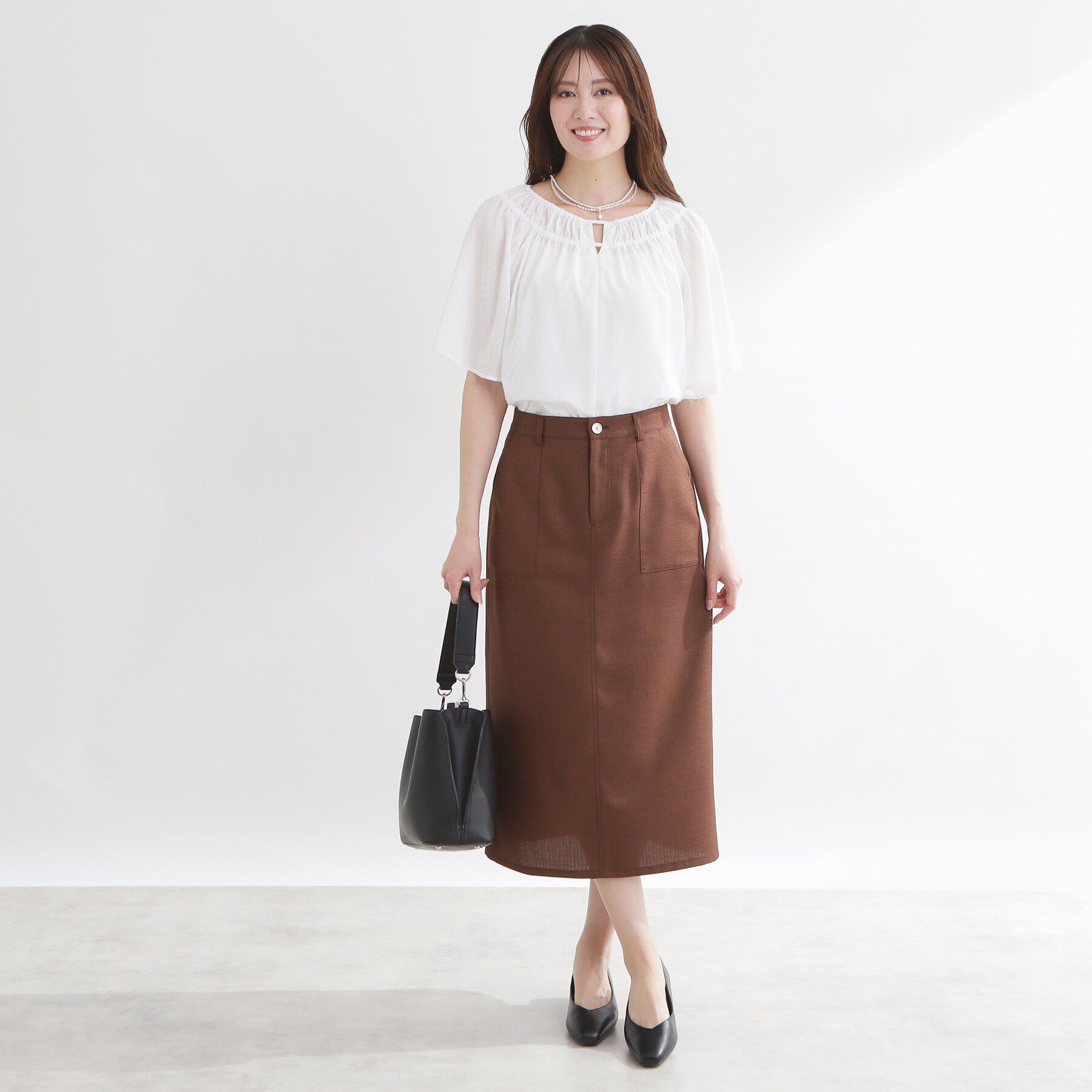 Reflect「ネックギャザーデザインブラウス」|シャツ・ブラウス|