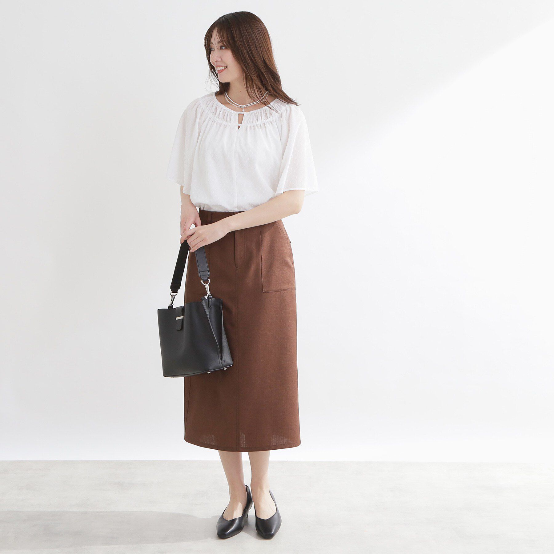 Reflect「ネックギャザーデザインブラウス」|シャツ・ブラウス|