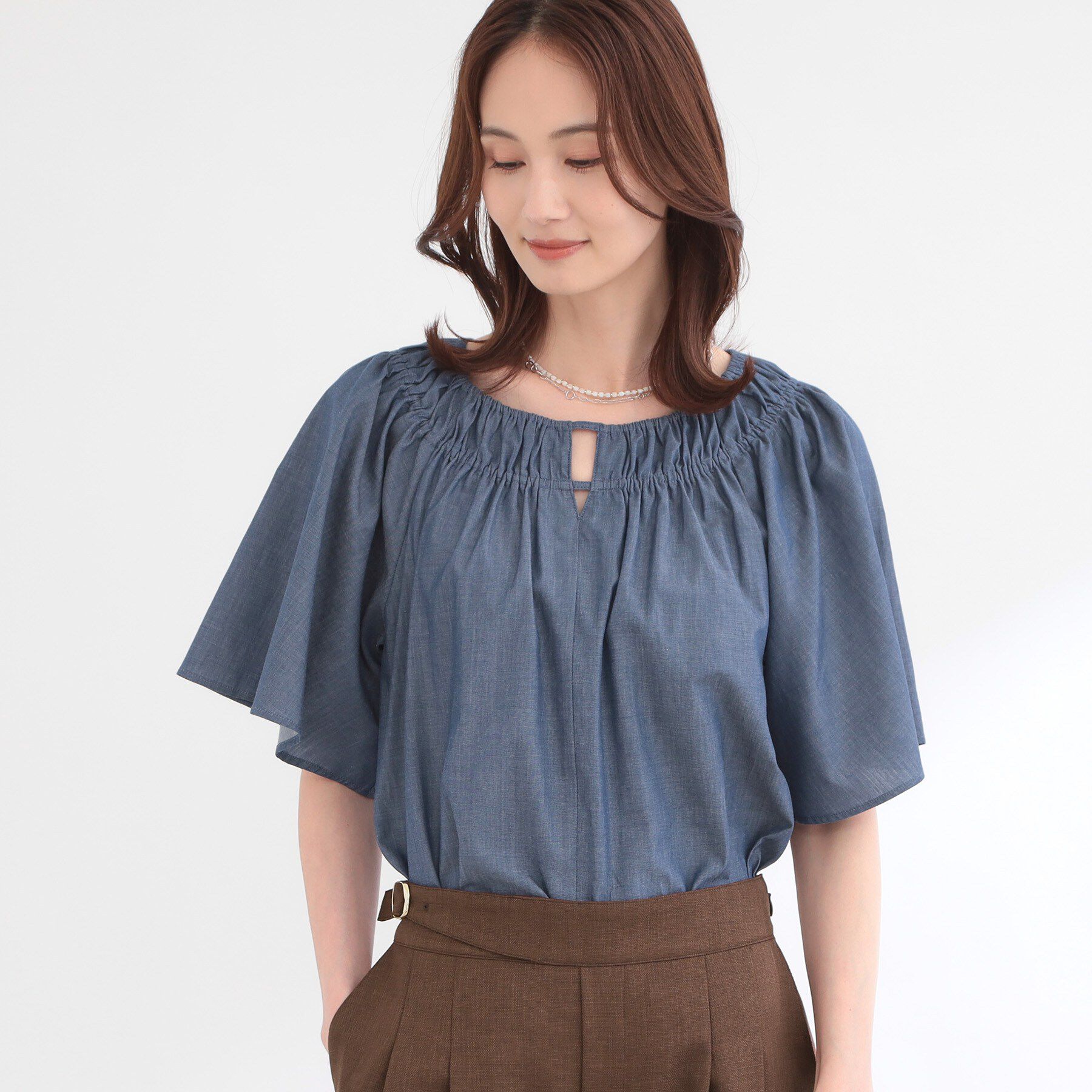 Reflect「ネックギャザーデザインブラウス」|シャツ・ブラウス|