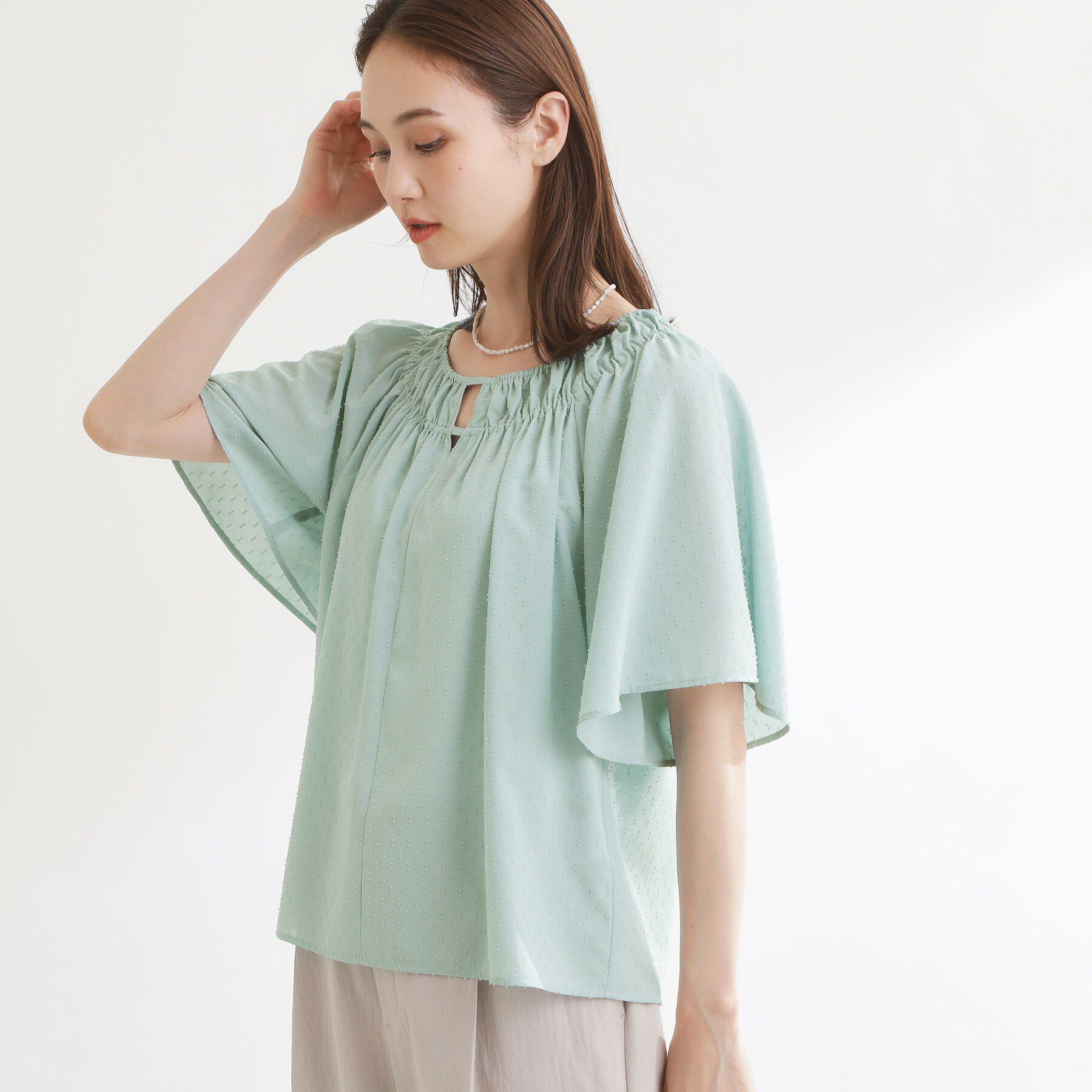 Reflect「ネックギャザーデザインブラウス」|シャツ・ブラウス|