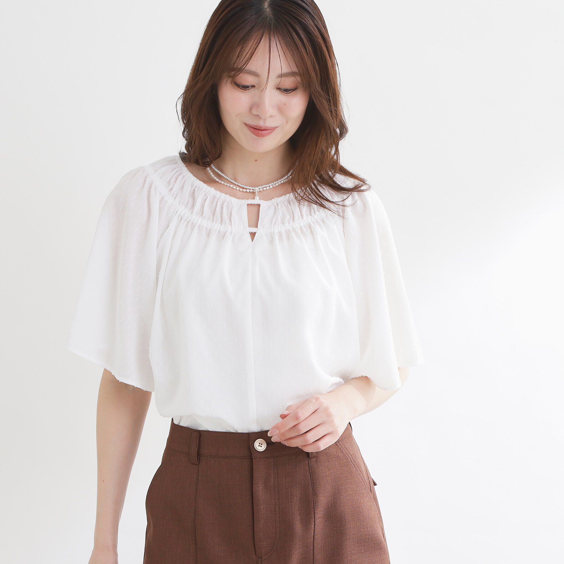 Reflect「ネックギャザーデザインブラウス」|シャツ・ブラウス|