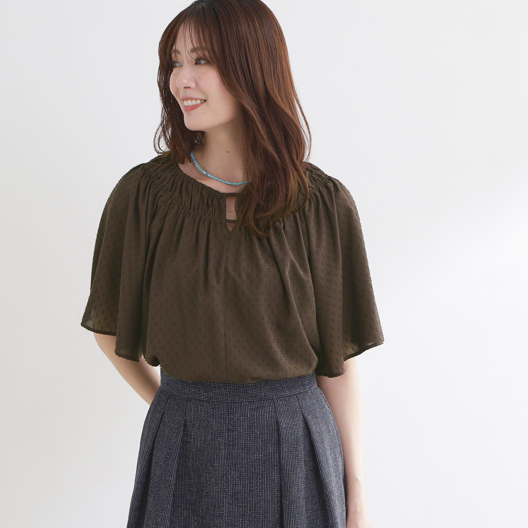 Reflect「ネックギャザーデザインブラウス」|シャツ・ブラウス|