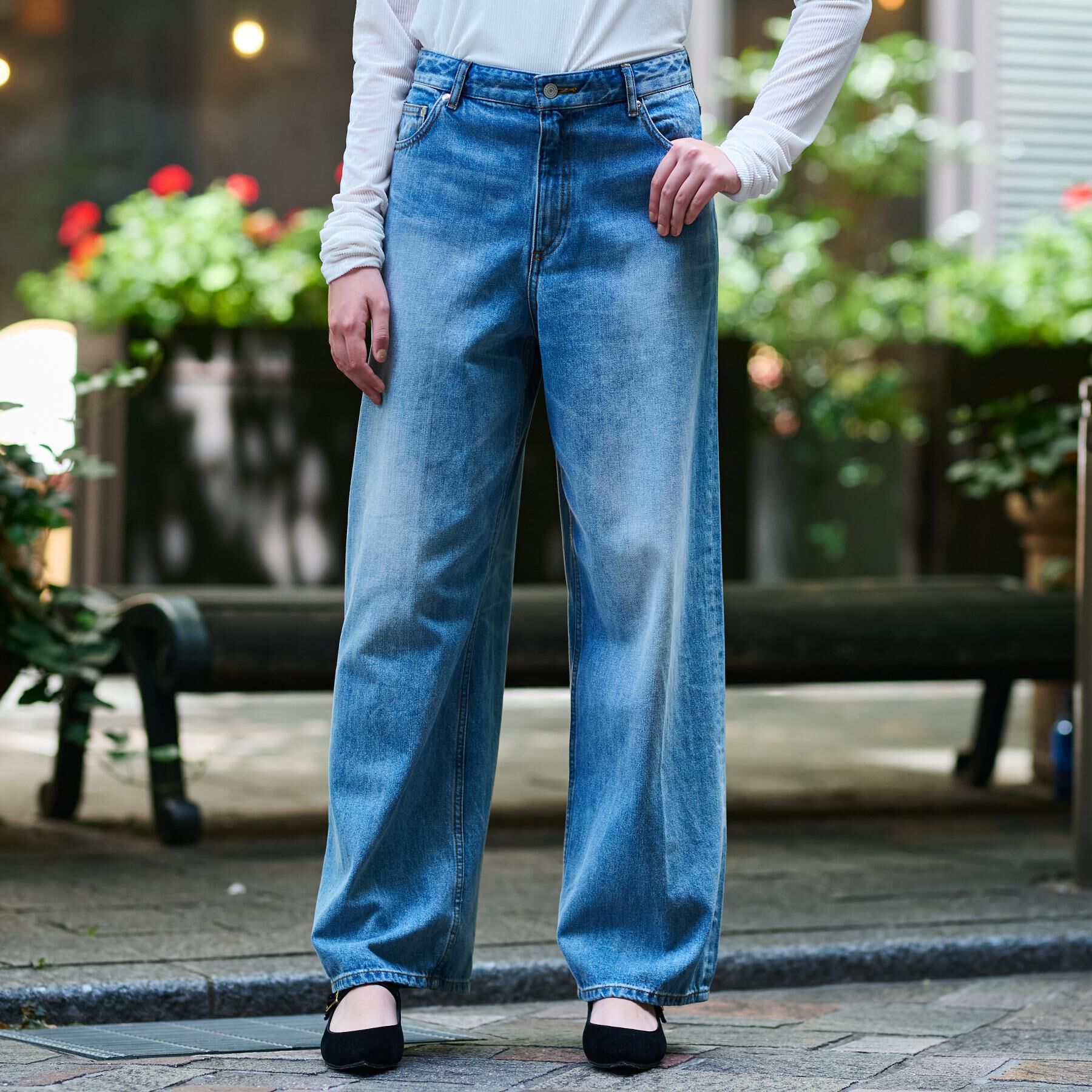 DRESSTERIOR「ヴィンテージ加工ワイドデニムパンツ」|デニム|