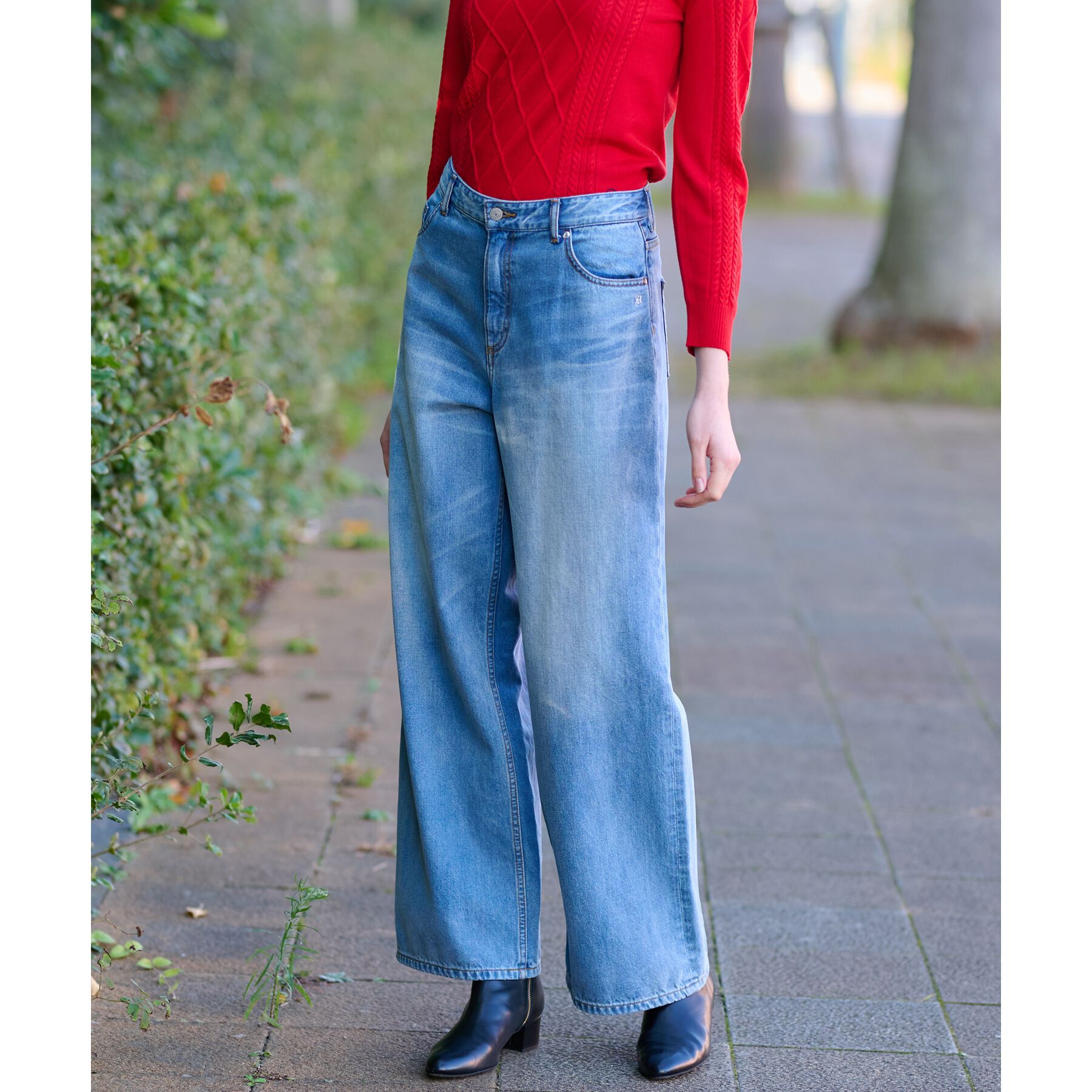 DRESSTERIOR「ヴィンテージ加工ワイドデニムパンツ」|デニム|