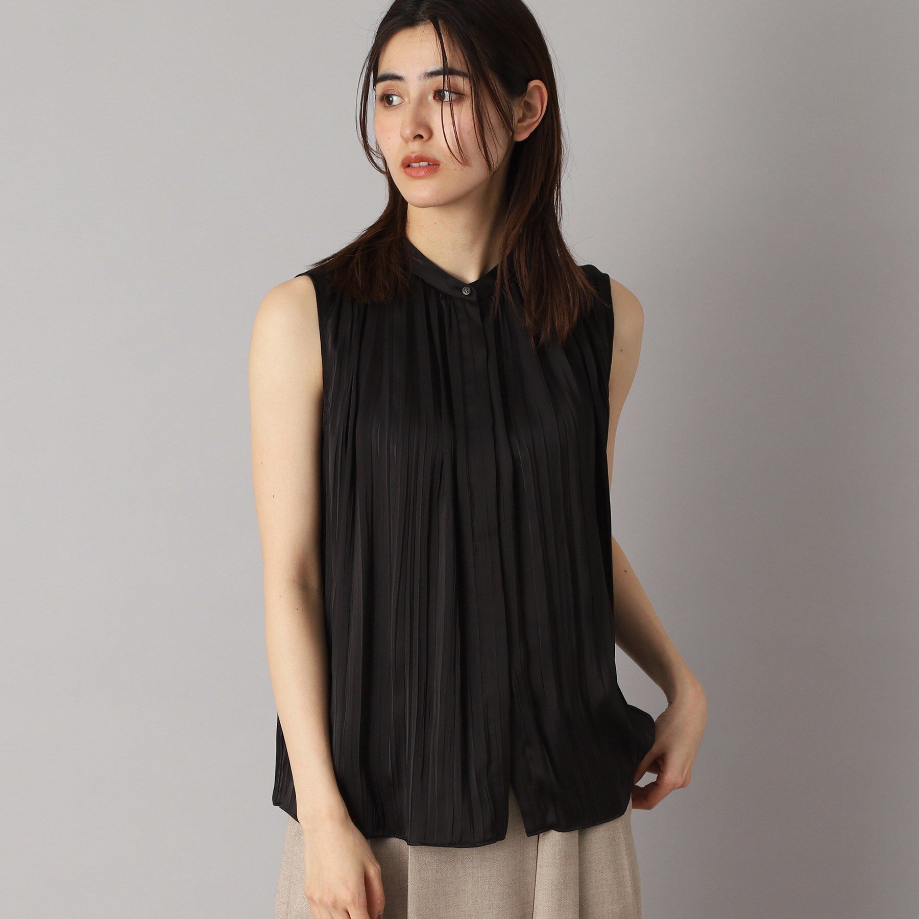 DRESSTERIOR「【洗える/きれいめ】プリーツサテンブラウス」|シャツ・ブラウス|