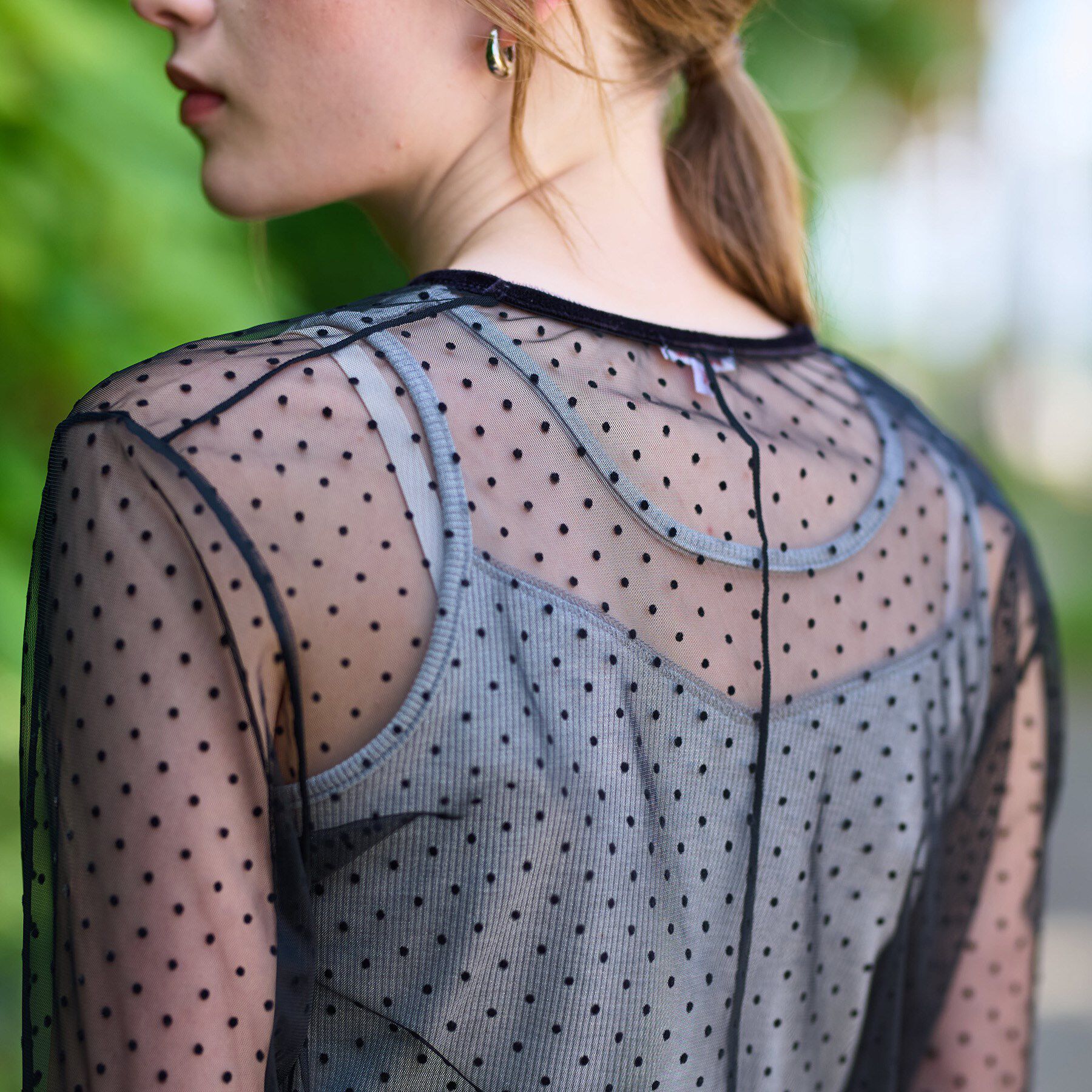 DRESSTERIOR「【洗える/シアー素材】シアードットベルスリーブカットソー」|Tシャツ・カットソー|