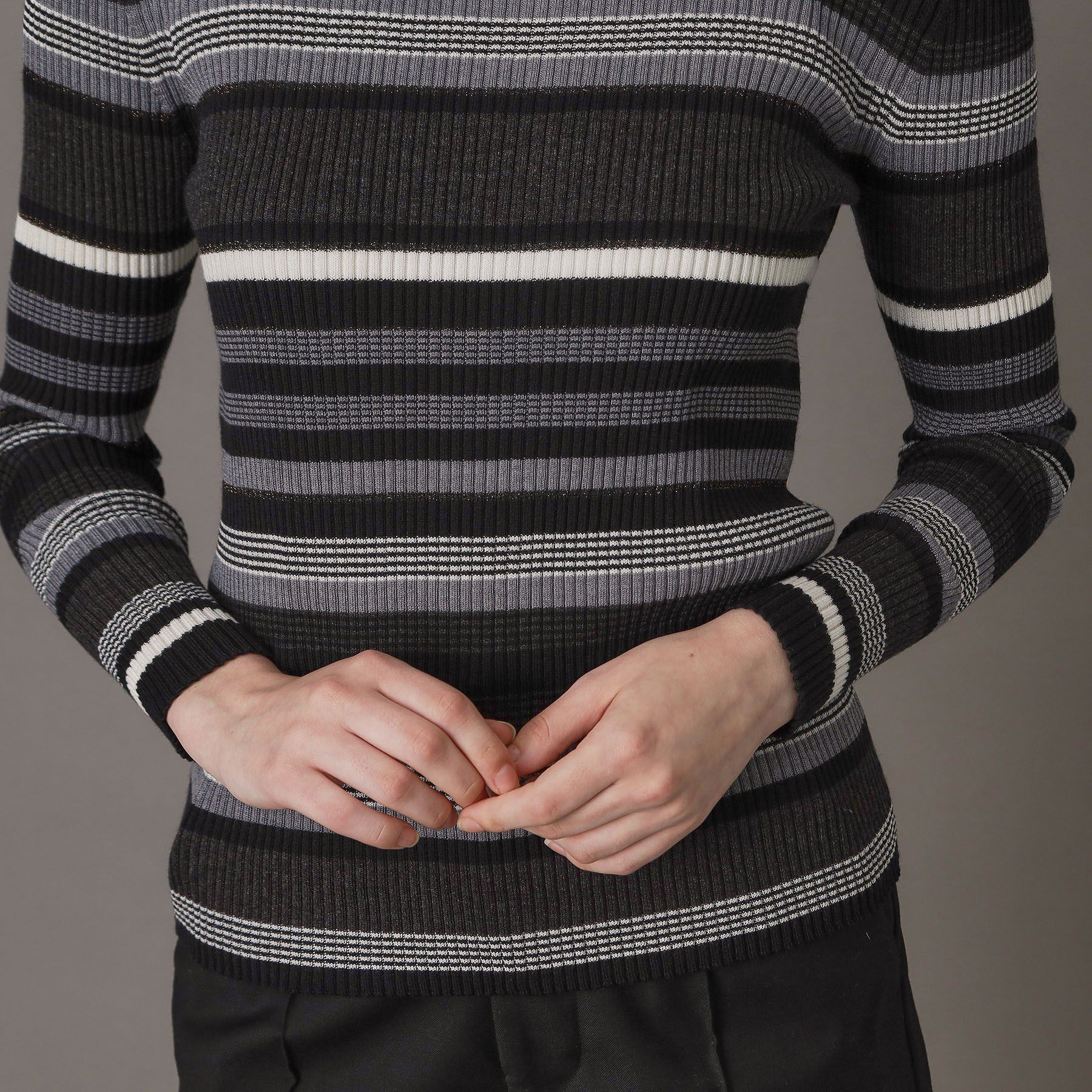 DRESSTERIOR「シルクブレンドメリノウールリブプルオーバー」|ニット・セーター|