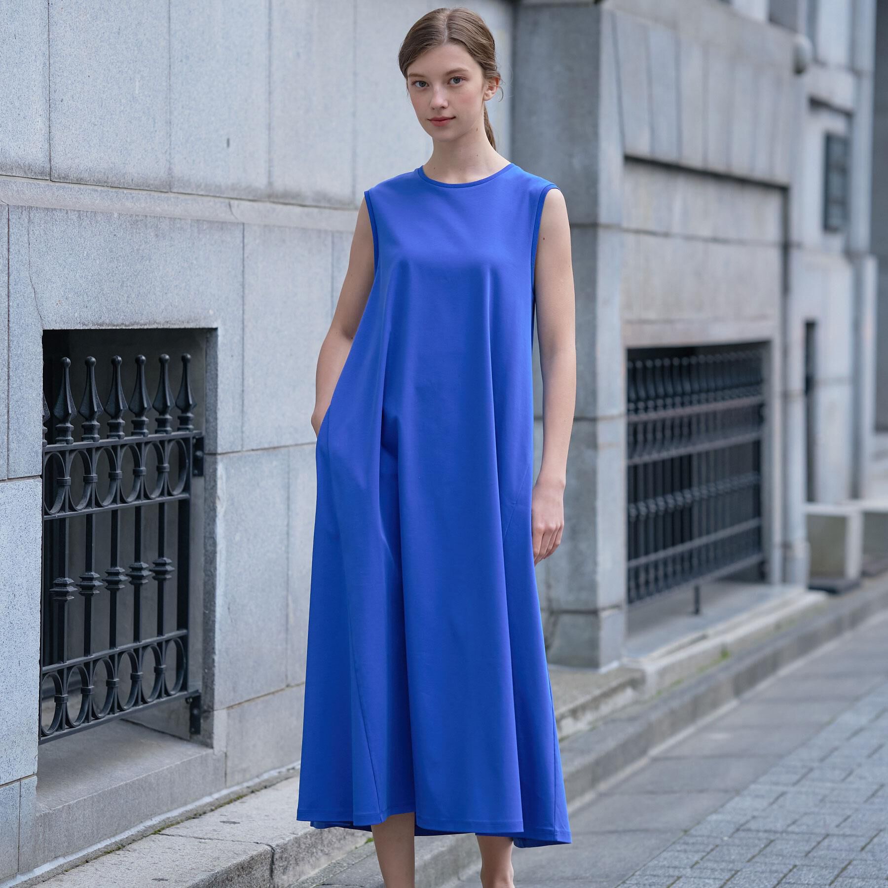 DRESSTERIOR「【接触冷感／抗菌防臭／消臭/ウォッシャブル】アイスクリアコットン フレンチスリーブワンピース」|ワンピース|