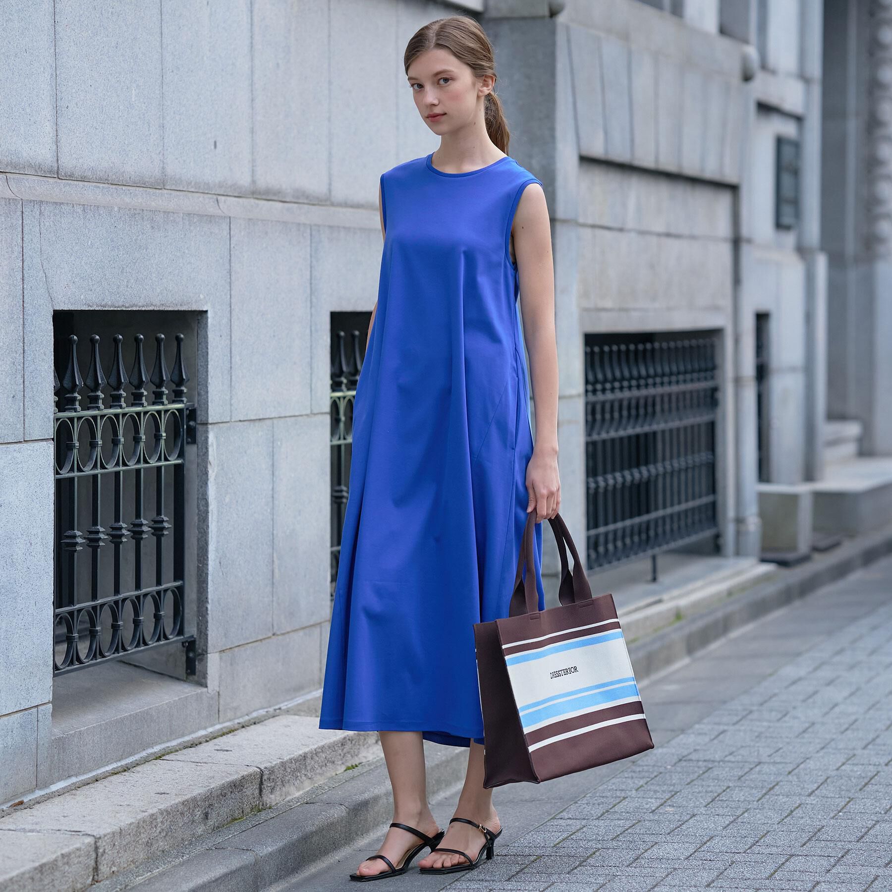 DRESSTERIOR「【接触冷感／抗菌防臭／消臭/ウォッシャブル】アイスクリアコットン フレンチスリーブワンピース」|ワンピース|