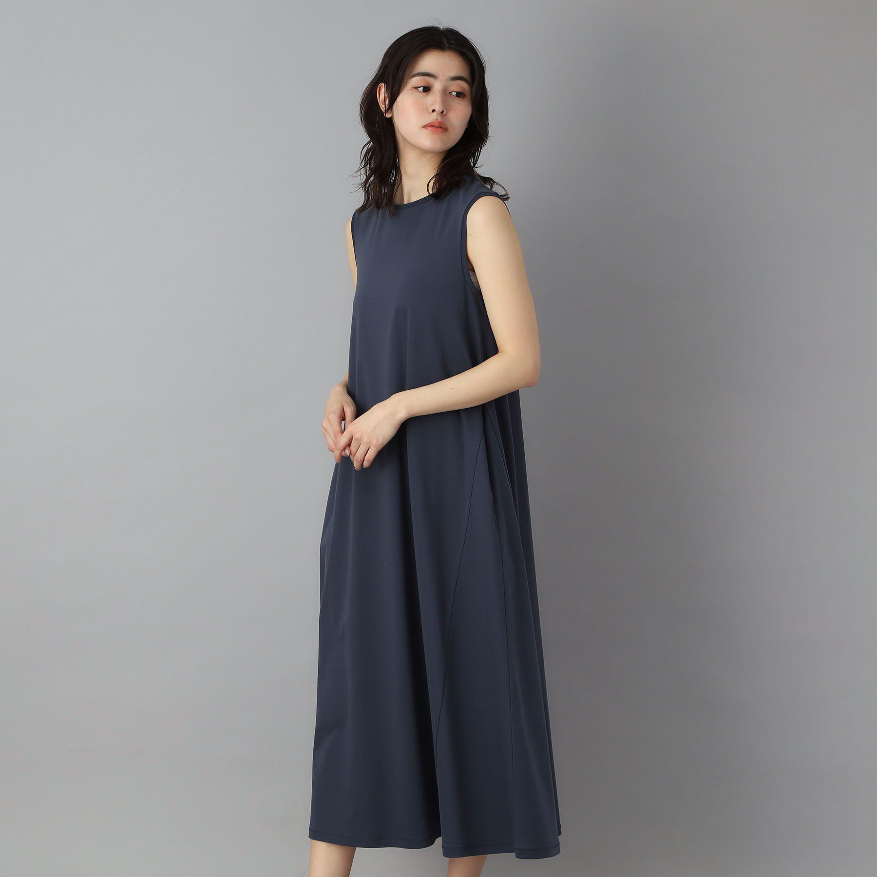 DRESSTERIOR「【接触冷感／抗菌防臭／消臭/ウォッシャブル】アイスクリアコットン フレンチスリーブワンピース」|ワンピース|