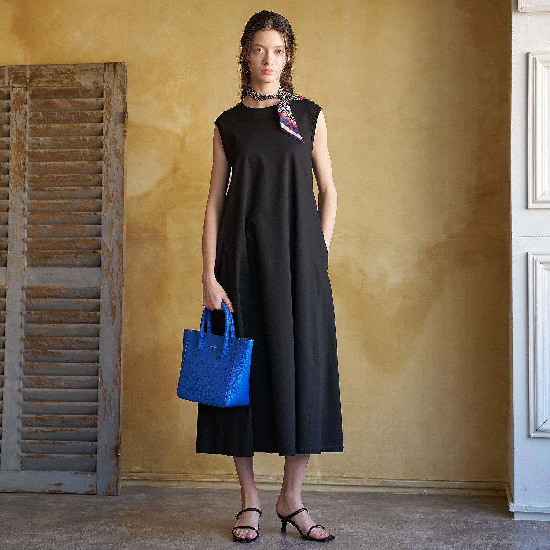 DRESSTERIOR「【接触冷感／抗菌防臭／消臭/ウォッシャブル】アイスクリアコットン フレンチスリーブワンピース」|ワンピース|