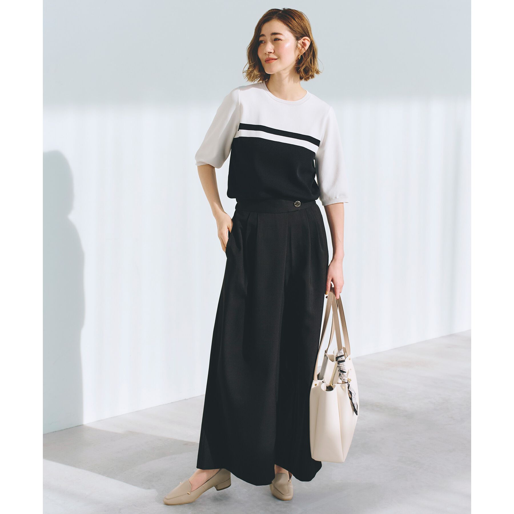 grove「ひんやり多機能・やわらかドライタッチ五分袖プルオーバー」|ニット・セーター|