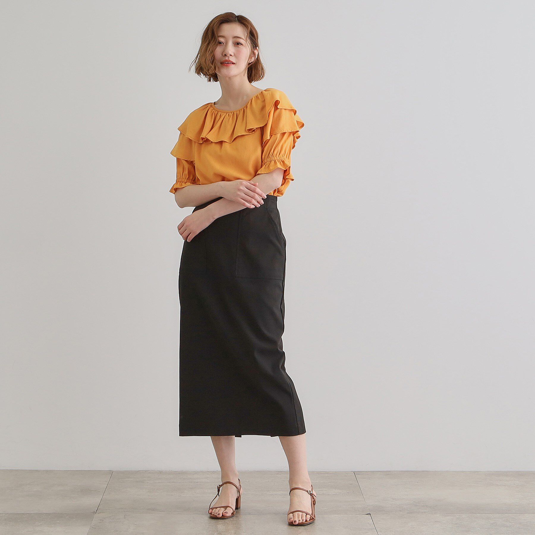 grove「麻調ダブルフリルブラウス」|シャツ・ブラウス|