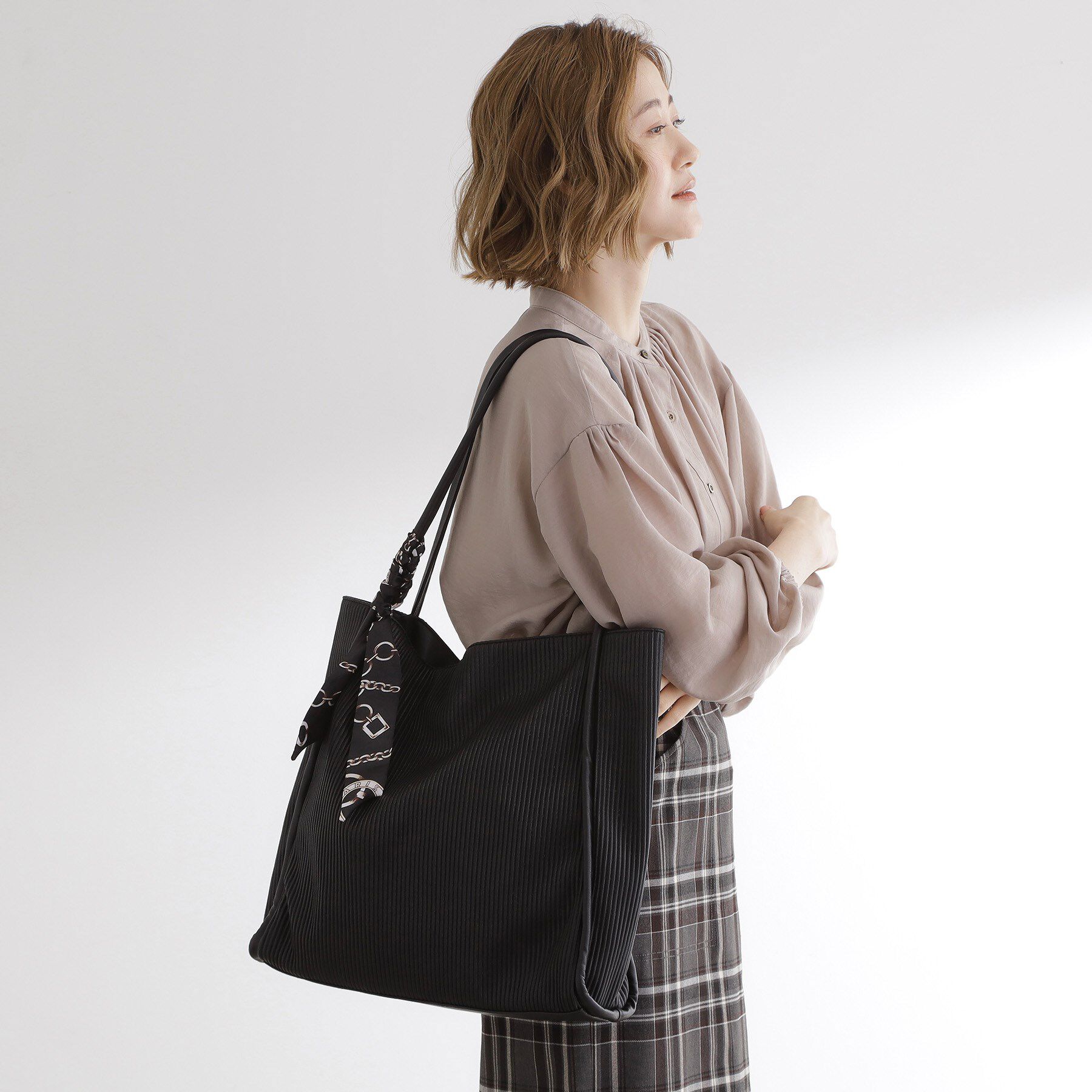 grove「【A4】プリーツスカーフ付トート」|トートバッグ|