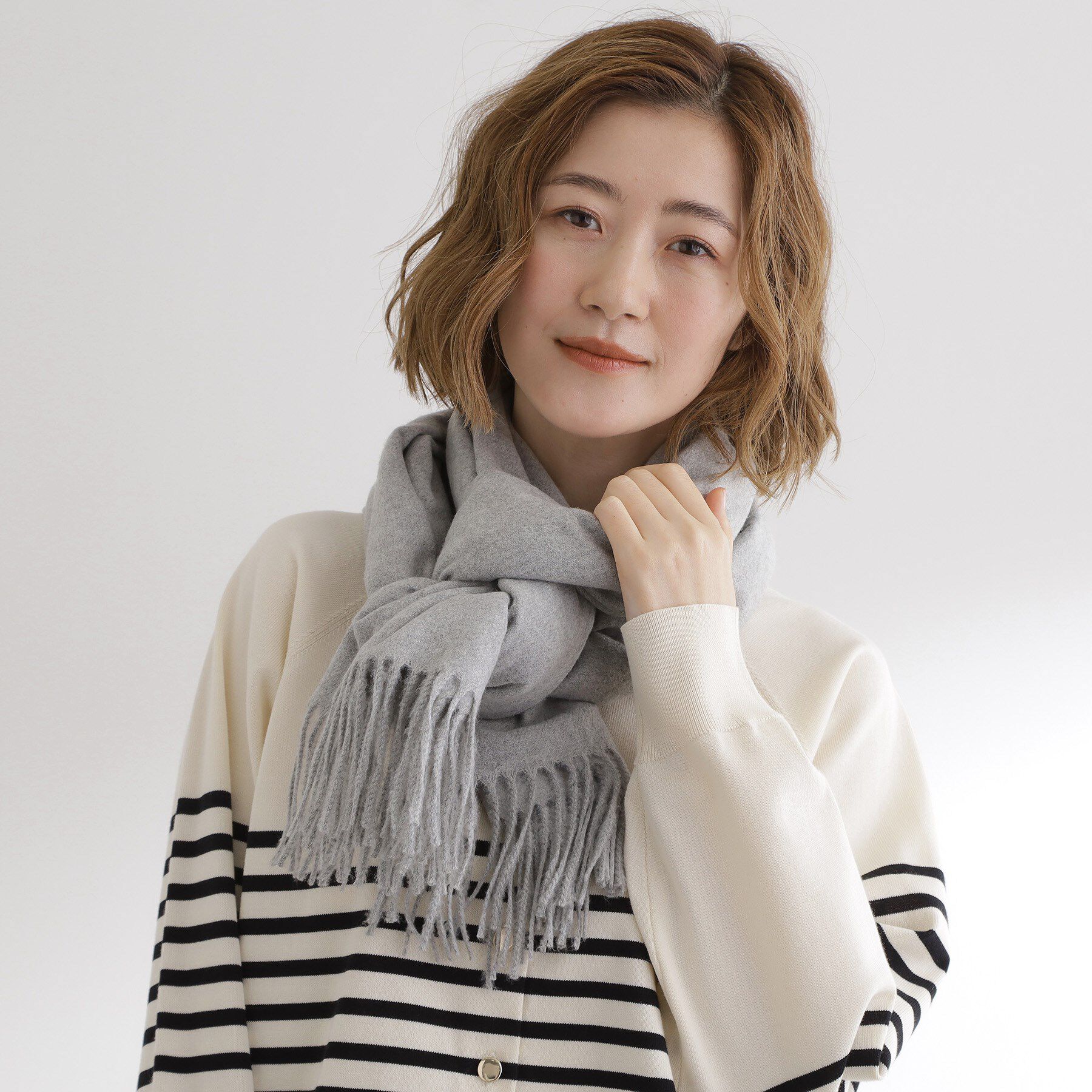 grove「【手洗い可】カシミヤタッチフリンジストール」|ストール|