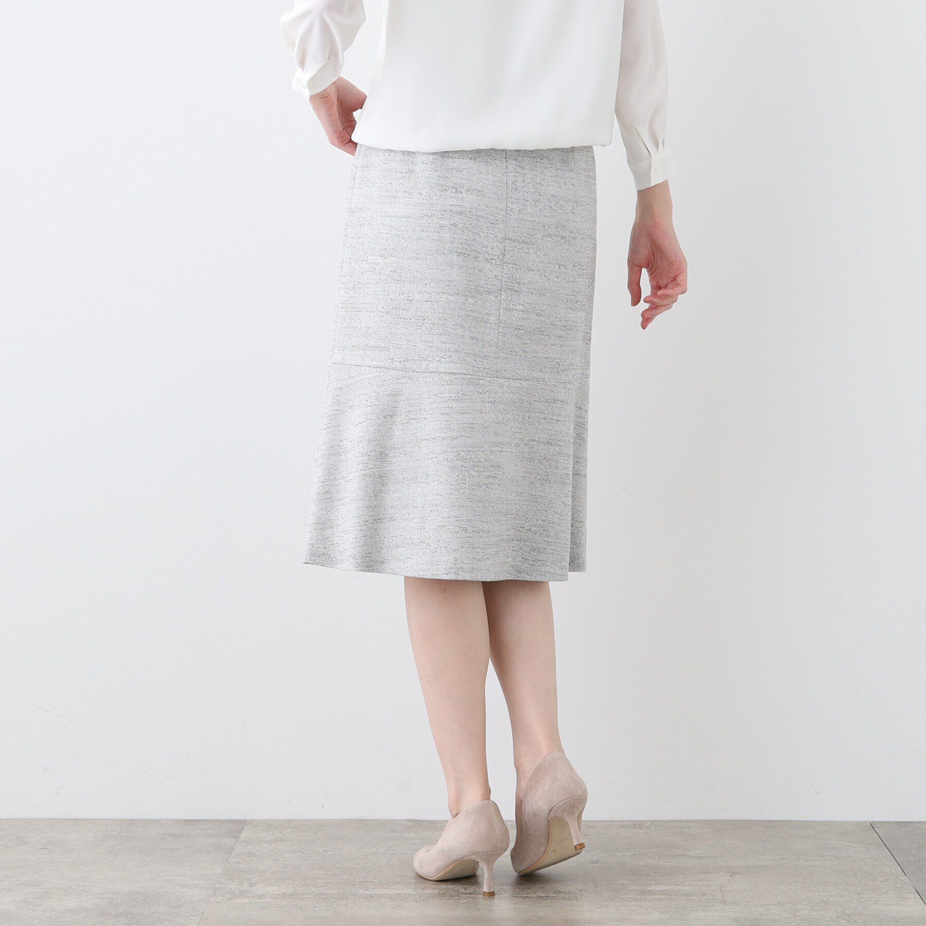 INDIVI「【洗える】ストレッチツィ―ドセミフレアスカート」|スカート|