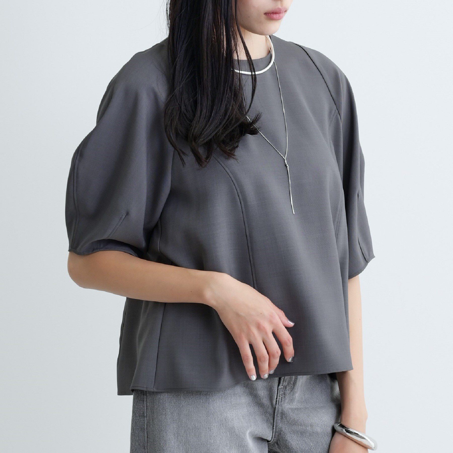 GALLEST「【セットアップ対応】バルーンスリーブブラウス【通勤・セレモニー】」|シャツ・ブラウス|チャコールグレー(0