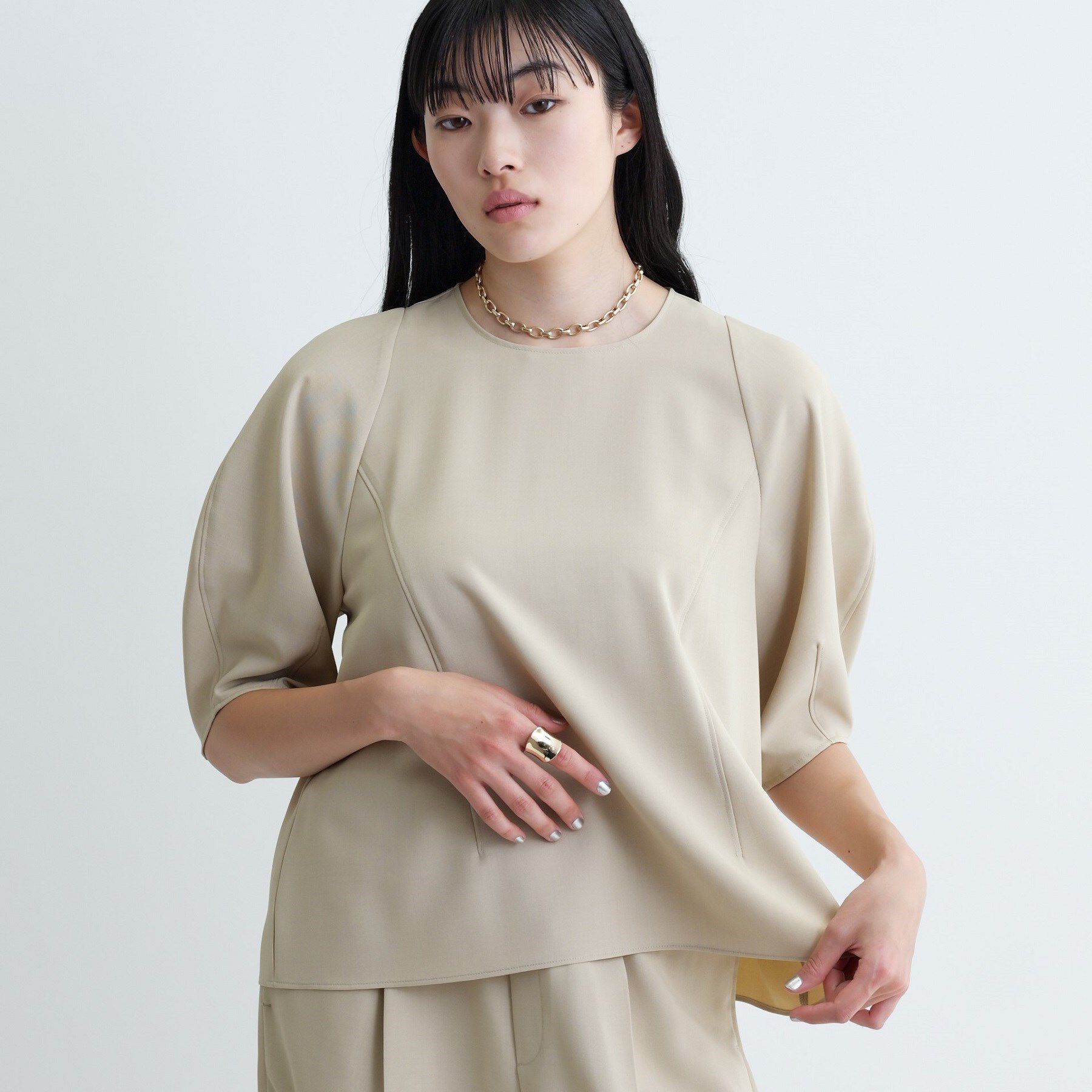 GALLEST「【セットアップ対応】バルーンスリーブブラウス【通勤・セレモニー】」|シャツ・ブラウス|ベージュ(052)