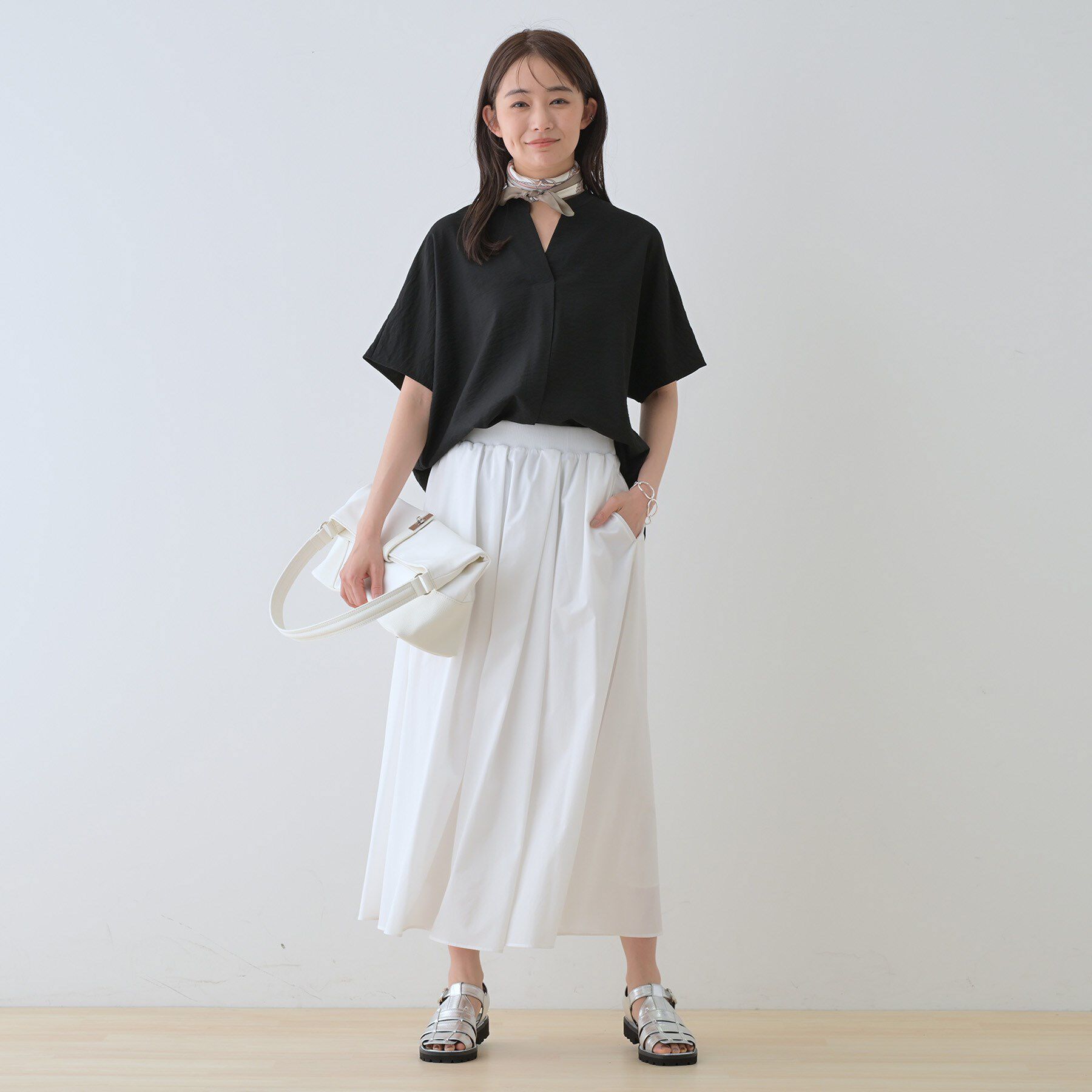 INDIVI「【洗える／UVケア／SETUP可能】スキッパードルマンブラウス」|シャツ・ブラウス|