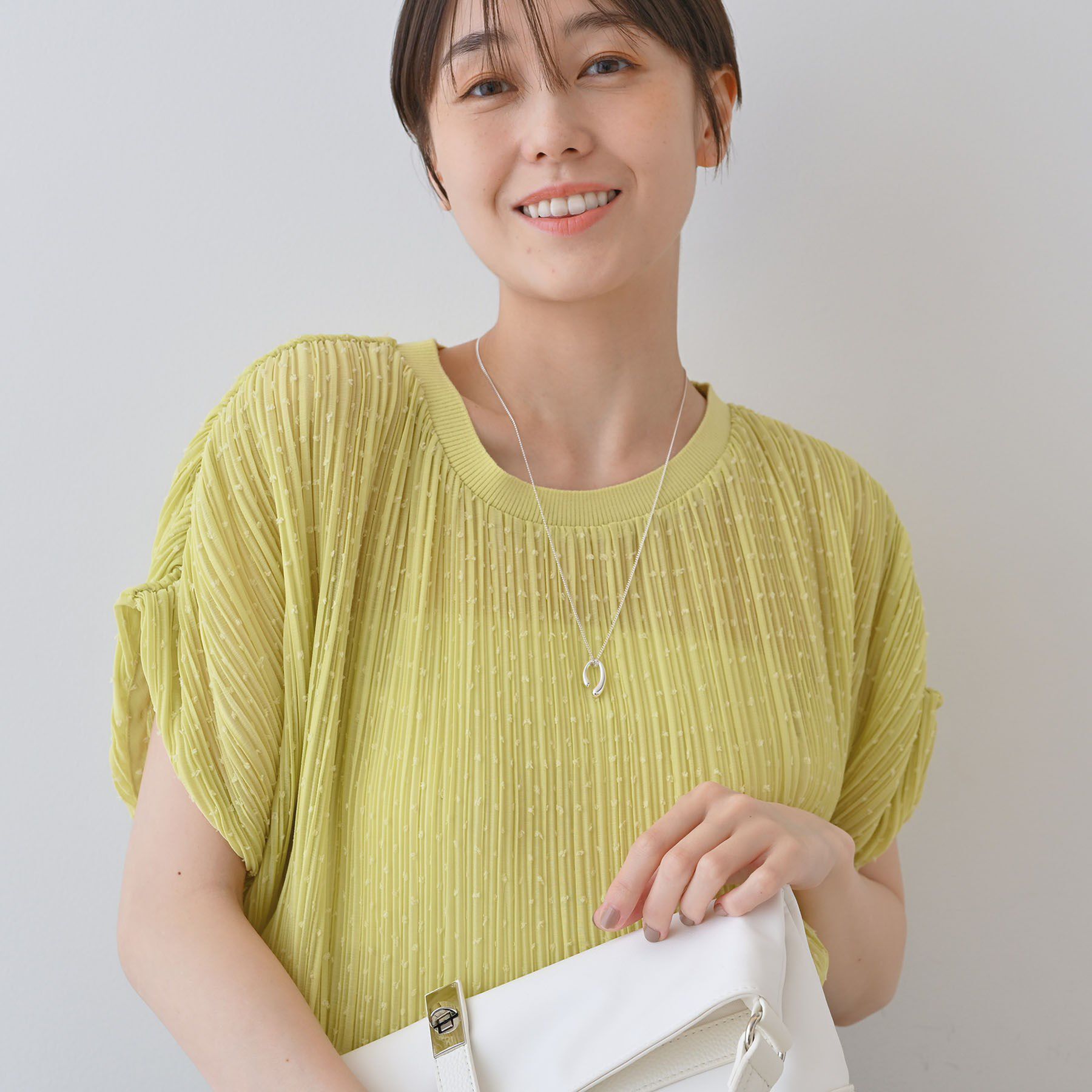 INDIVI「【洗える／ドット柄／凹凸素材】プリーツデザインブラウス」|シャツ・ブラウス|