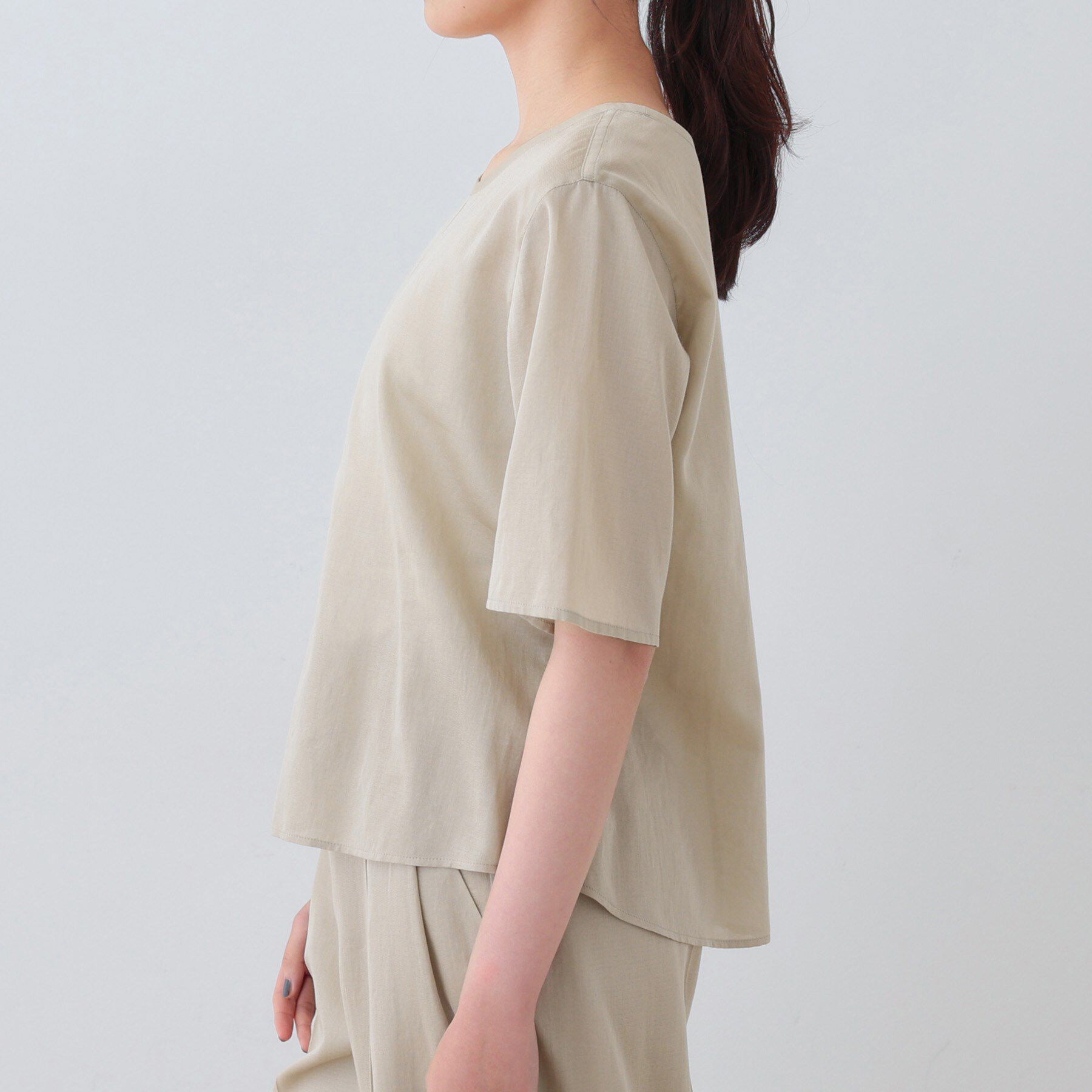 INDIVI「【日本製／SETUP可能】ガーゼ素材Tブラウス」|シャツ・ブラウス|