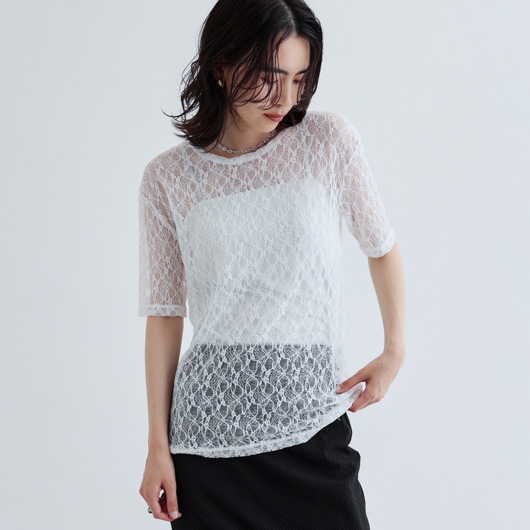 GALLEST「半袖レースカットソー」|Tシャツ・カットソー|