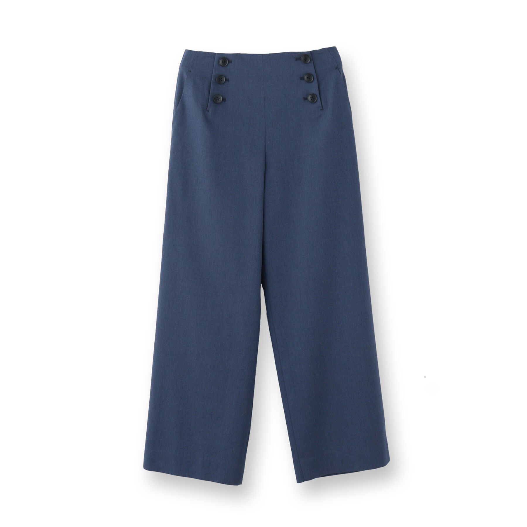 INDIVI「【デニムライク】マリンボタン リネン混ワイドパンツ」|その他|