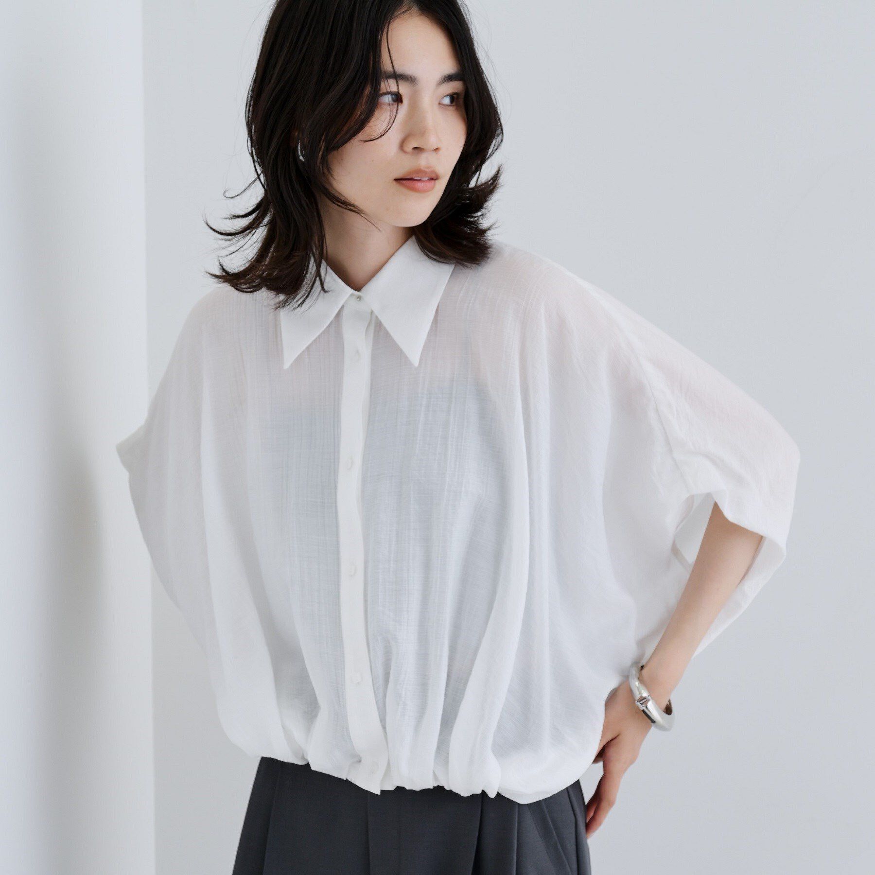 GALLEST「バルーンフォルムブラウス」|シャツ・ブラウス|ホワイト(001)