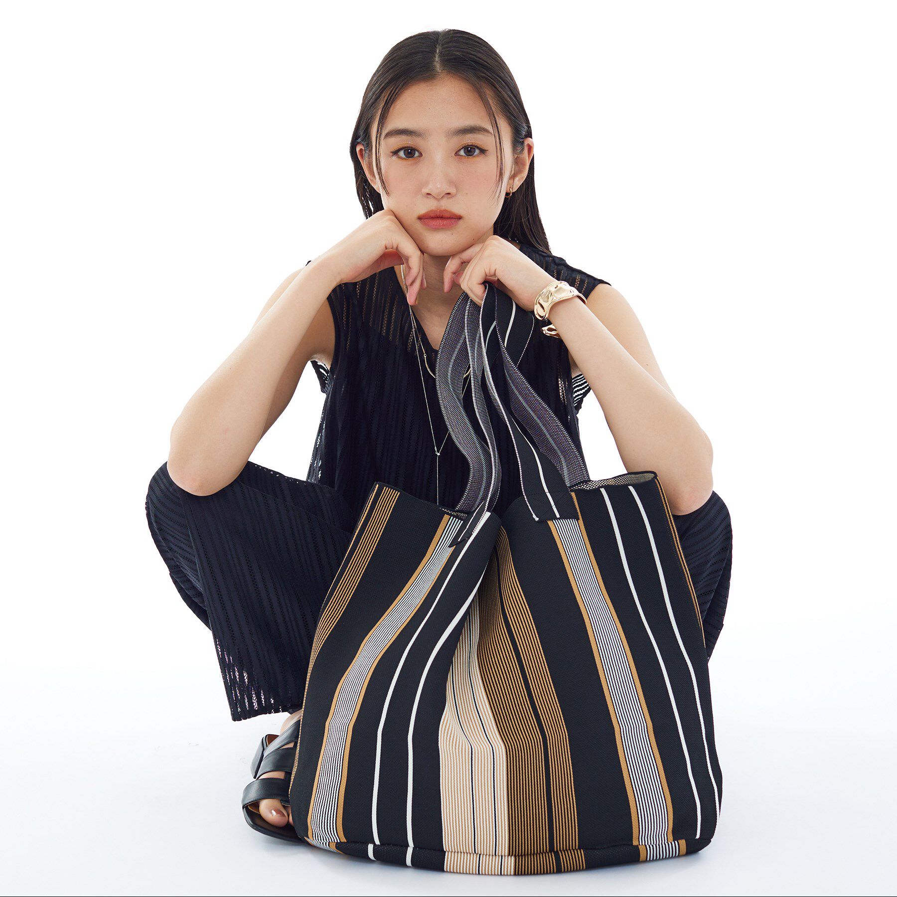 INDIVI「【選べる柄／WEB限定カラー】ビッグニットバッグ」|トートバッグ|ブラウン(343)