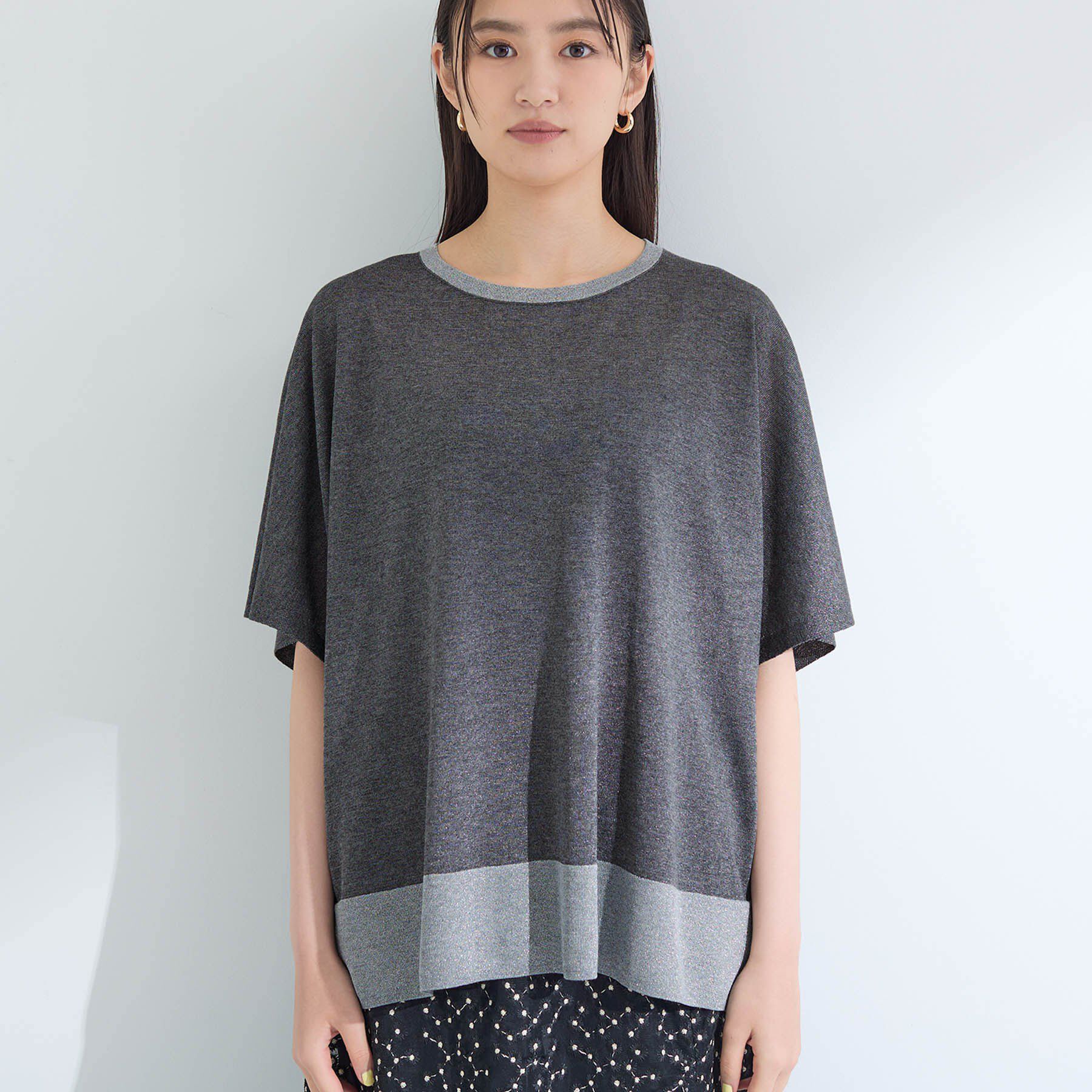 INDIVI「【洗える／二の腕カバー】バイカラーラメニット」|ニット・セーター|