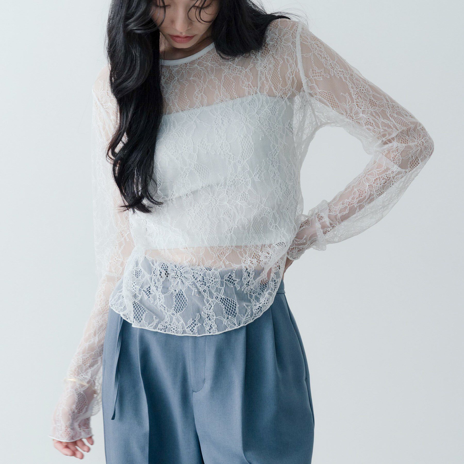 GALLEST「レースストレッチカットソー」|Tシャツ・カットソー|