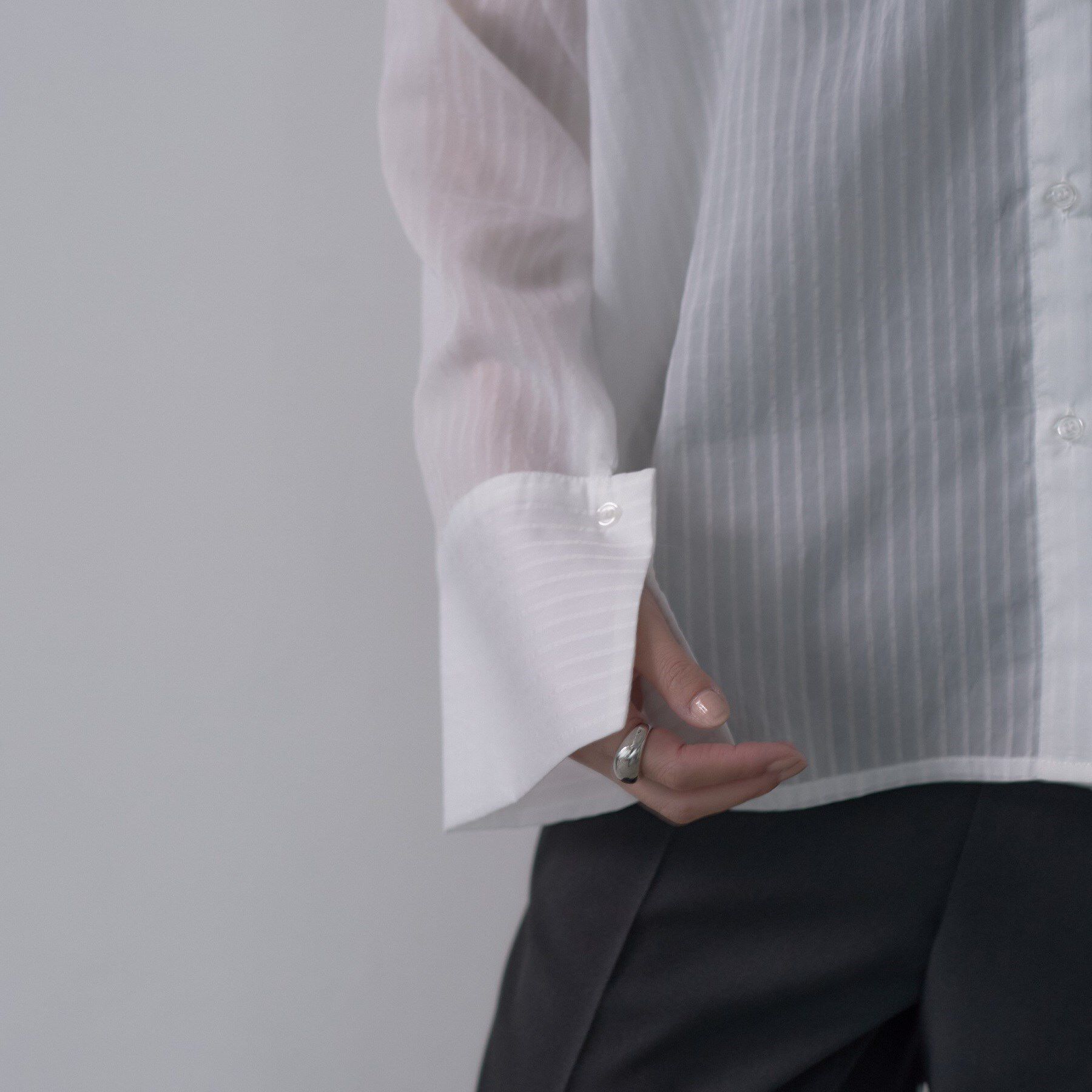 GALLEST「ワイドカフスシアーストライプシャツ/秋服/シアーシャツ」|シャツ・ブラウス|