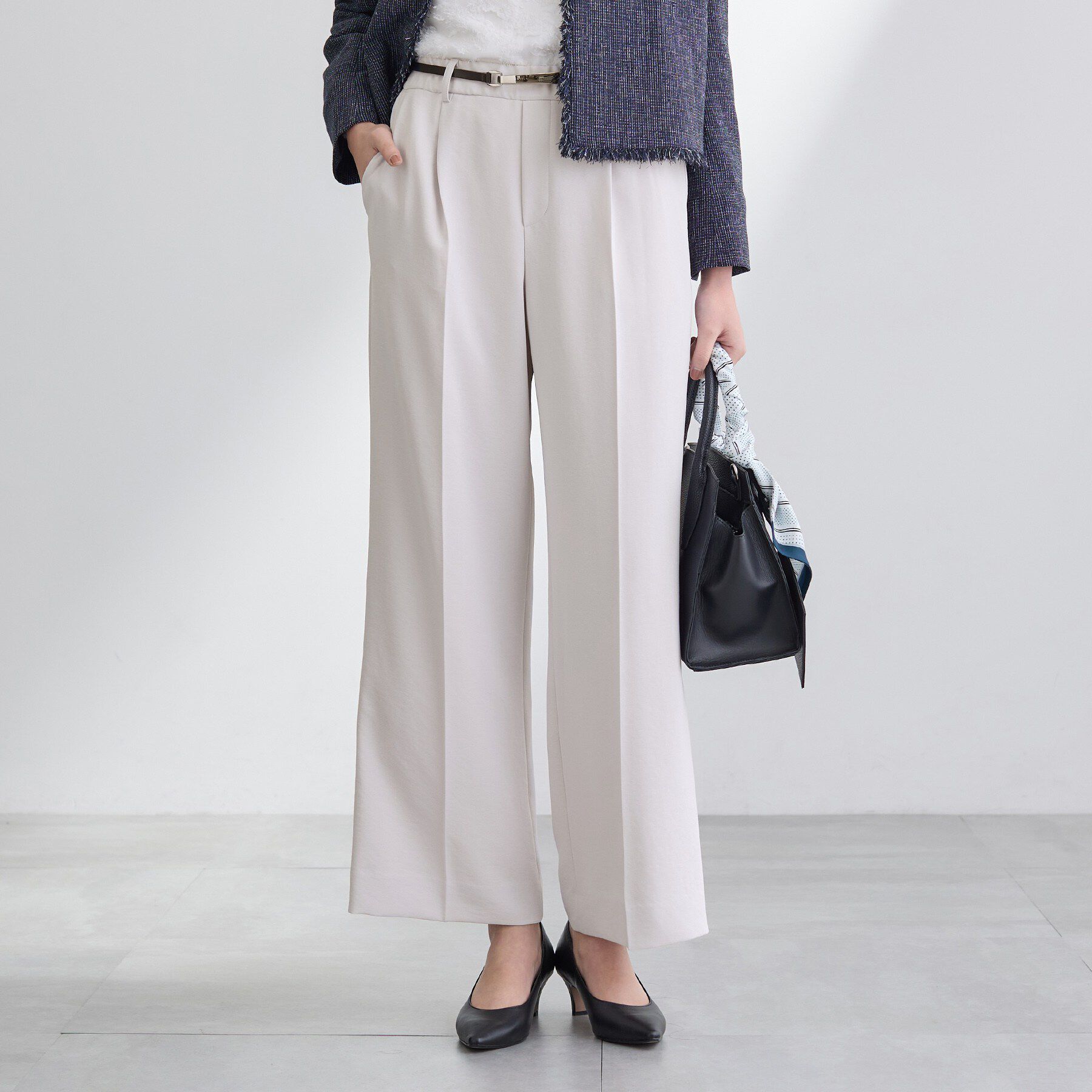 INDIVI「【洗える／UVケア／SETUP可】着る日傘ワイドパンツ」|その他|ライトグレー(611