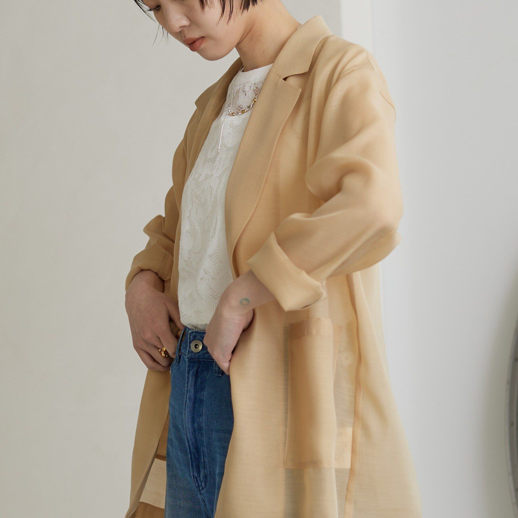 GALLEST「【接触冷感】シアーシャツジャケット」|テーラードジャケット|