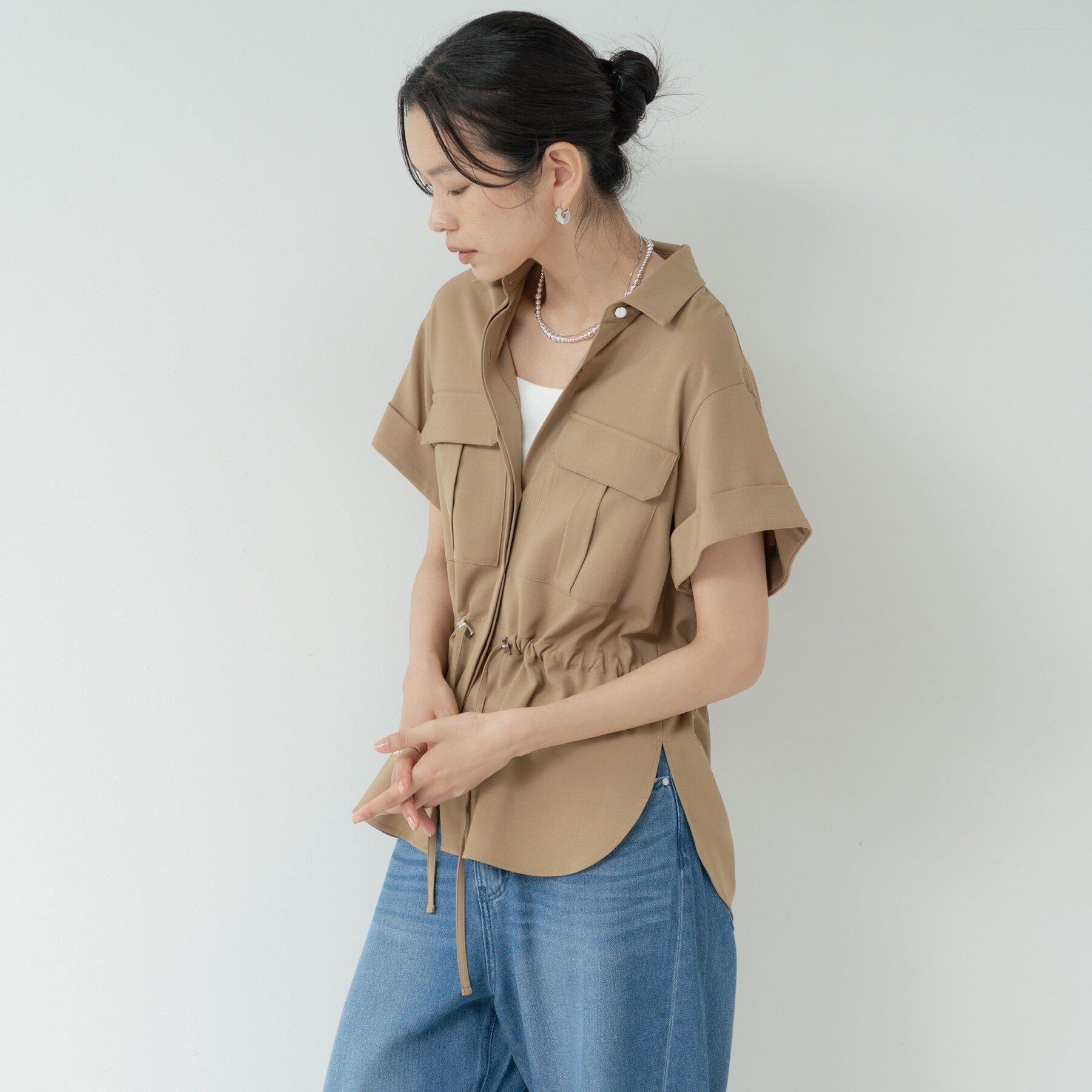 GALLEST「Comfy SET UP｜サファリシャツ【セットアップ対応／通勤／カセット服／接触冷感／UVカット】」|シャツ・ブラウス|
