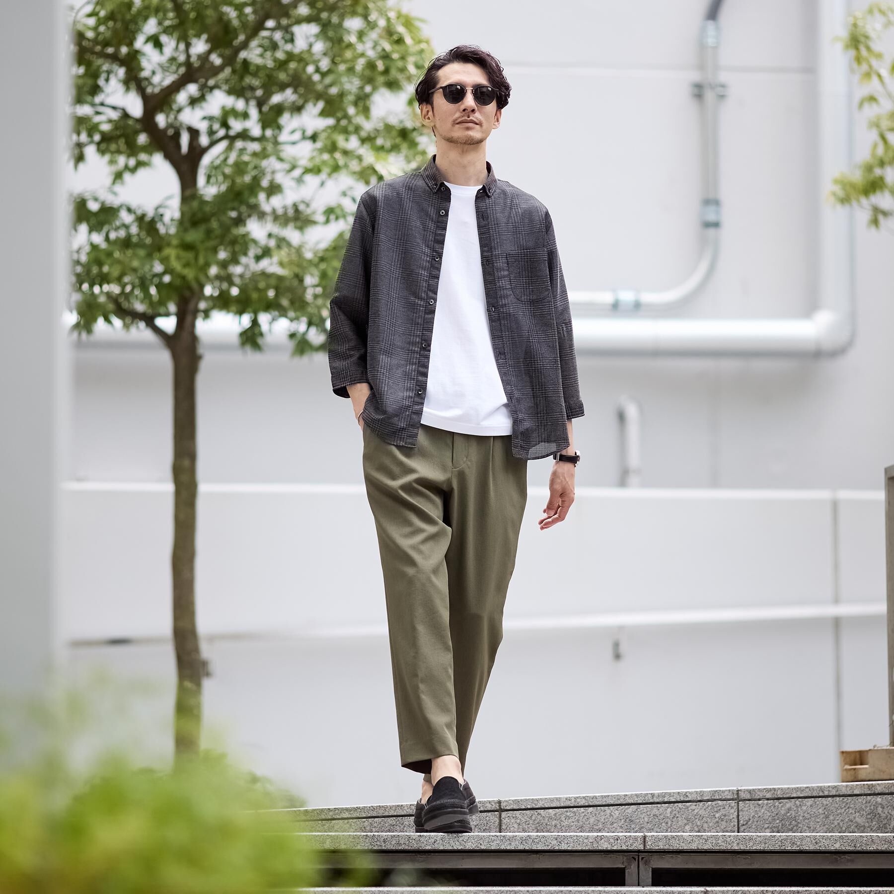 TAKEO KIKUCHI「【Sサイズ～】カラミ織り 7分袖シャツ」|シャツ・ブラウス|