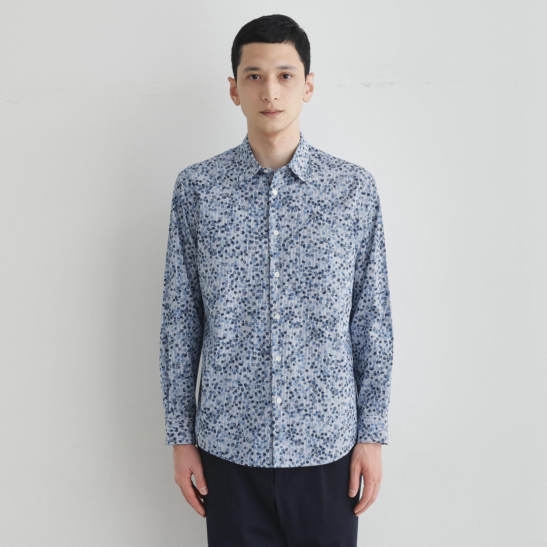 TAKEO KIKUCHI「ストライプ小花 長袖シャツ」|シャツ・ブラウス|ブルーグリーン(19