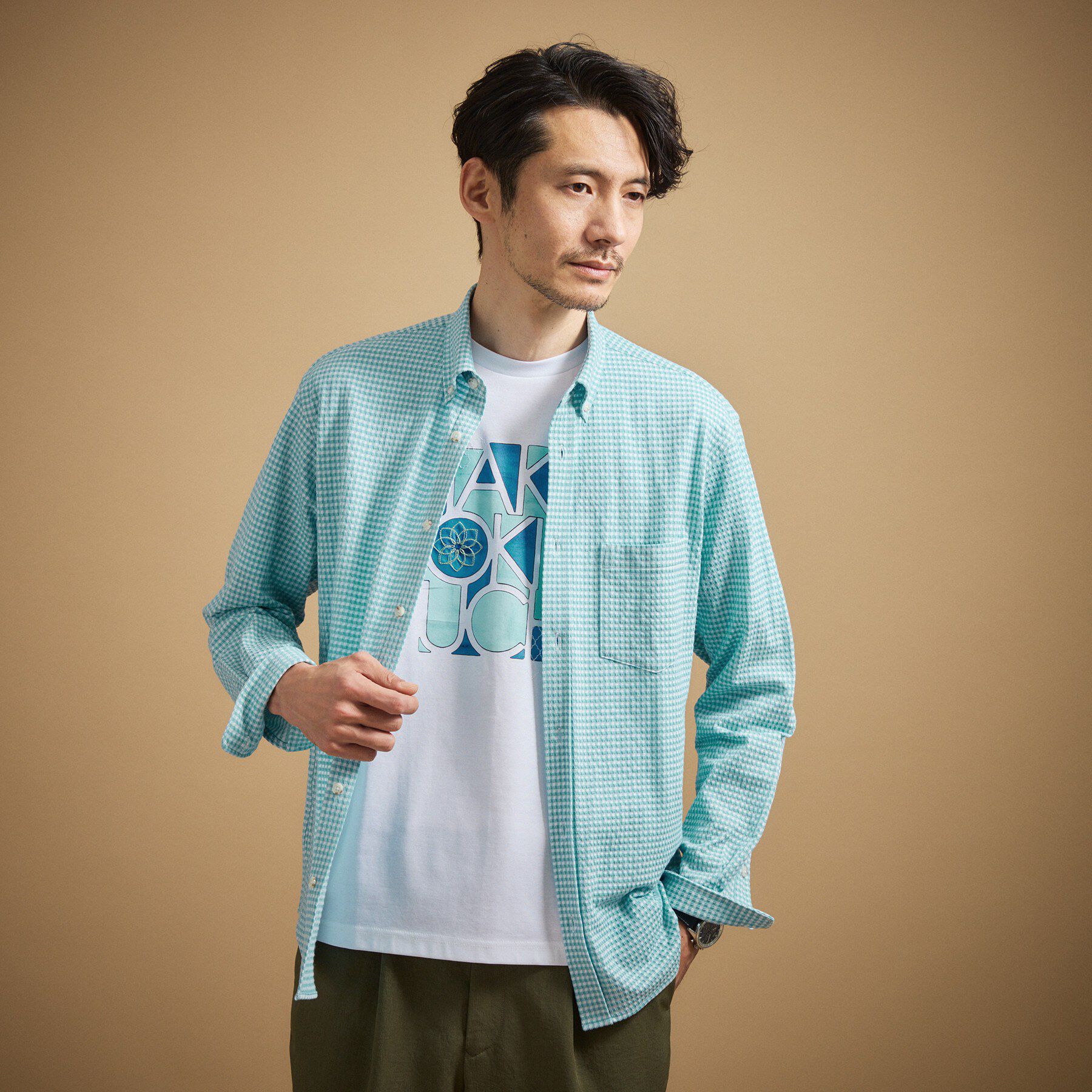 TAKEO KIKUCHI「【抗菌防臭/シーズンレス】シアサッカーギンガムチェック ストレッチシャツ」|シャツ・ブラウス|