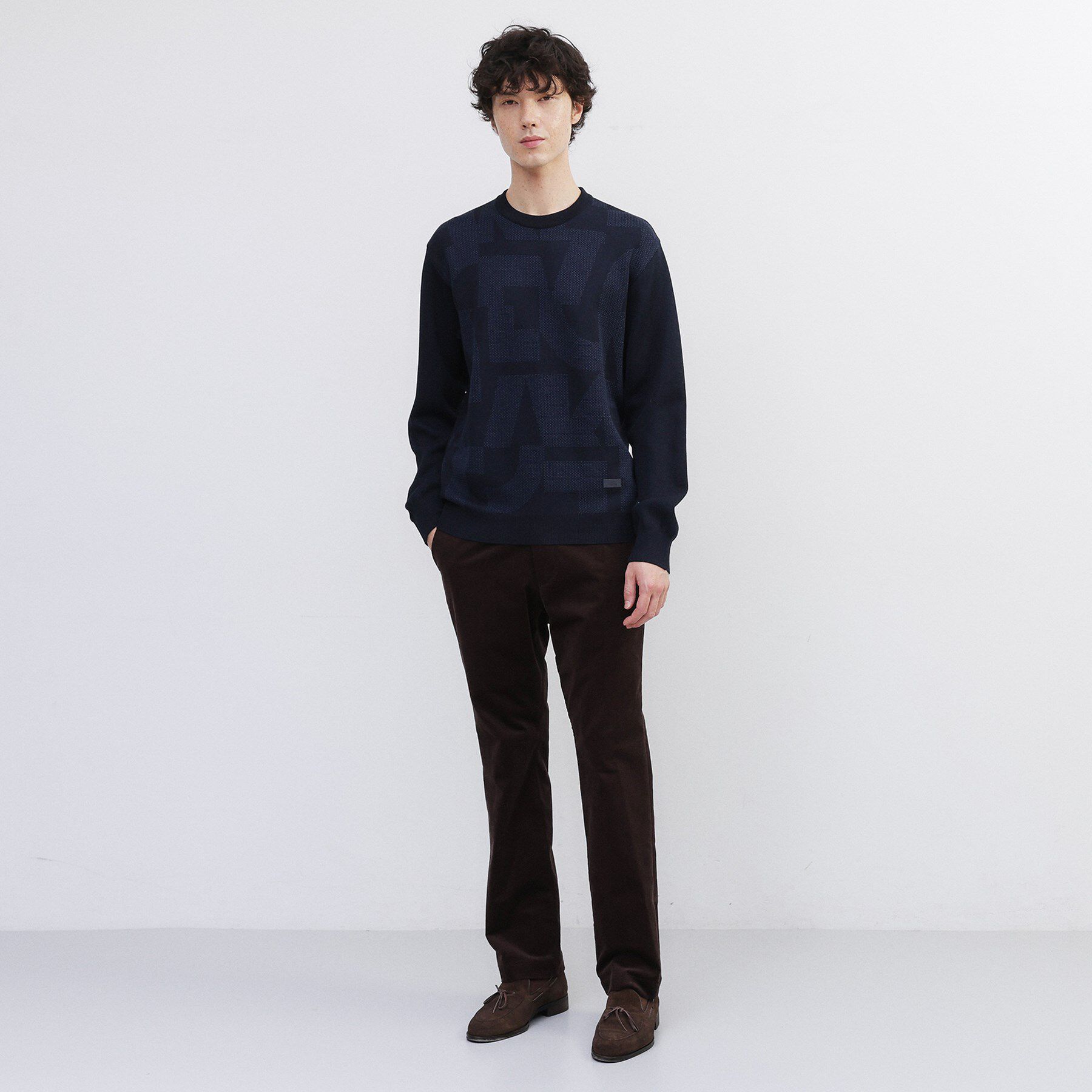 TAKEO KIKUCHI「【Made in JAPAN】ビッグチェック＆スライドパズル柄 ニット」|ニット・セーター|