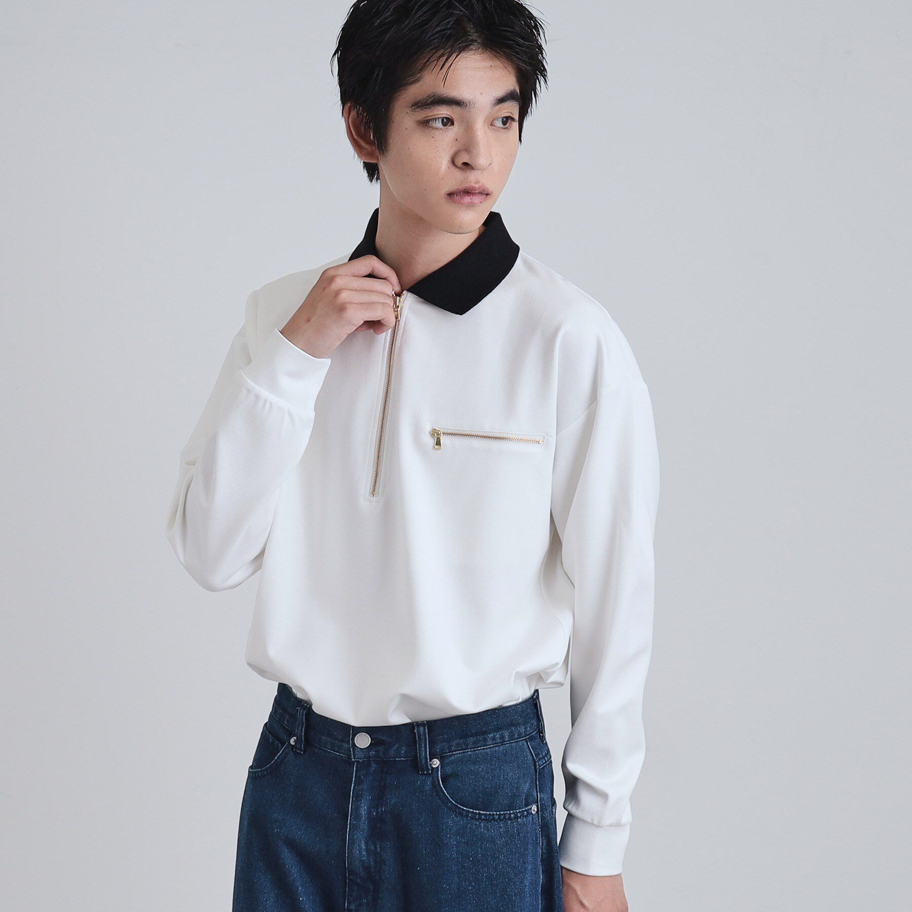 tk.TAKEO KIKUCHI「ポロ衿ハーフジップ」|ポロシャツ|