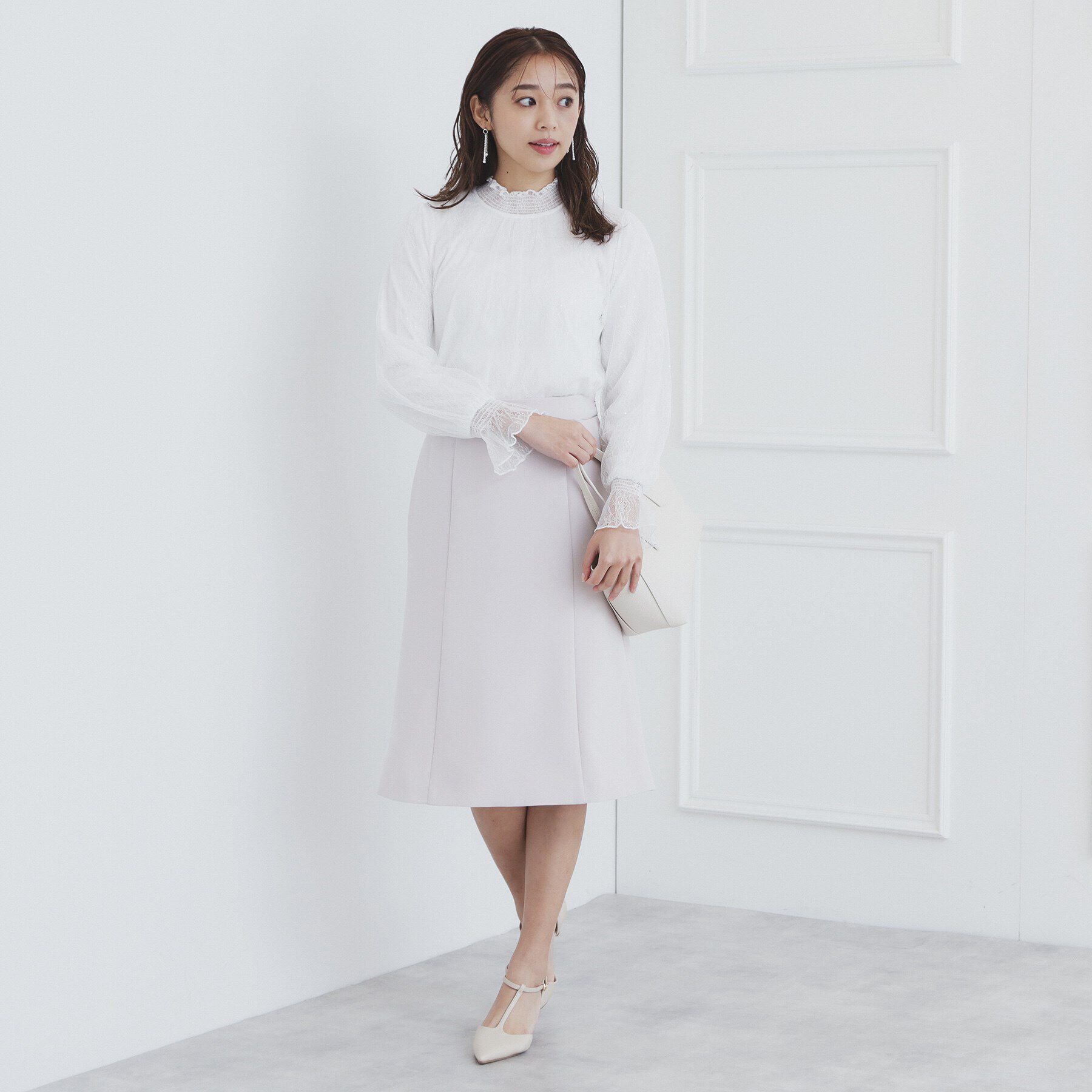 index「シャーリング総レーストップス【洗濯機洗い可】」|Tシャツ・カットソー|