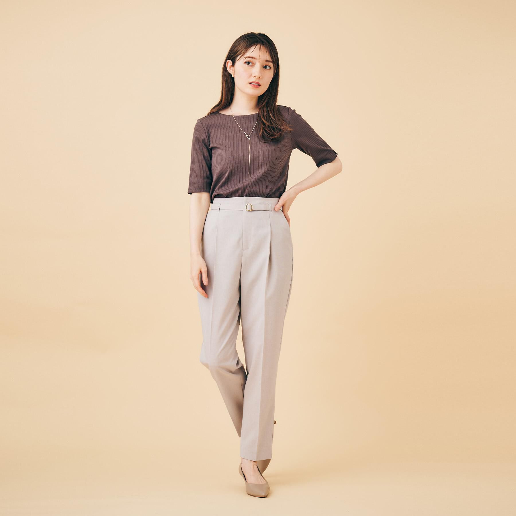 index「ベルト付きストレッチテーパードパンツ/セットアップ可【洗濯機洗い可/吸水速乾/接触冷感】」|その他|