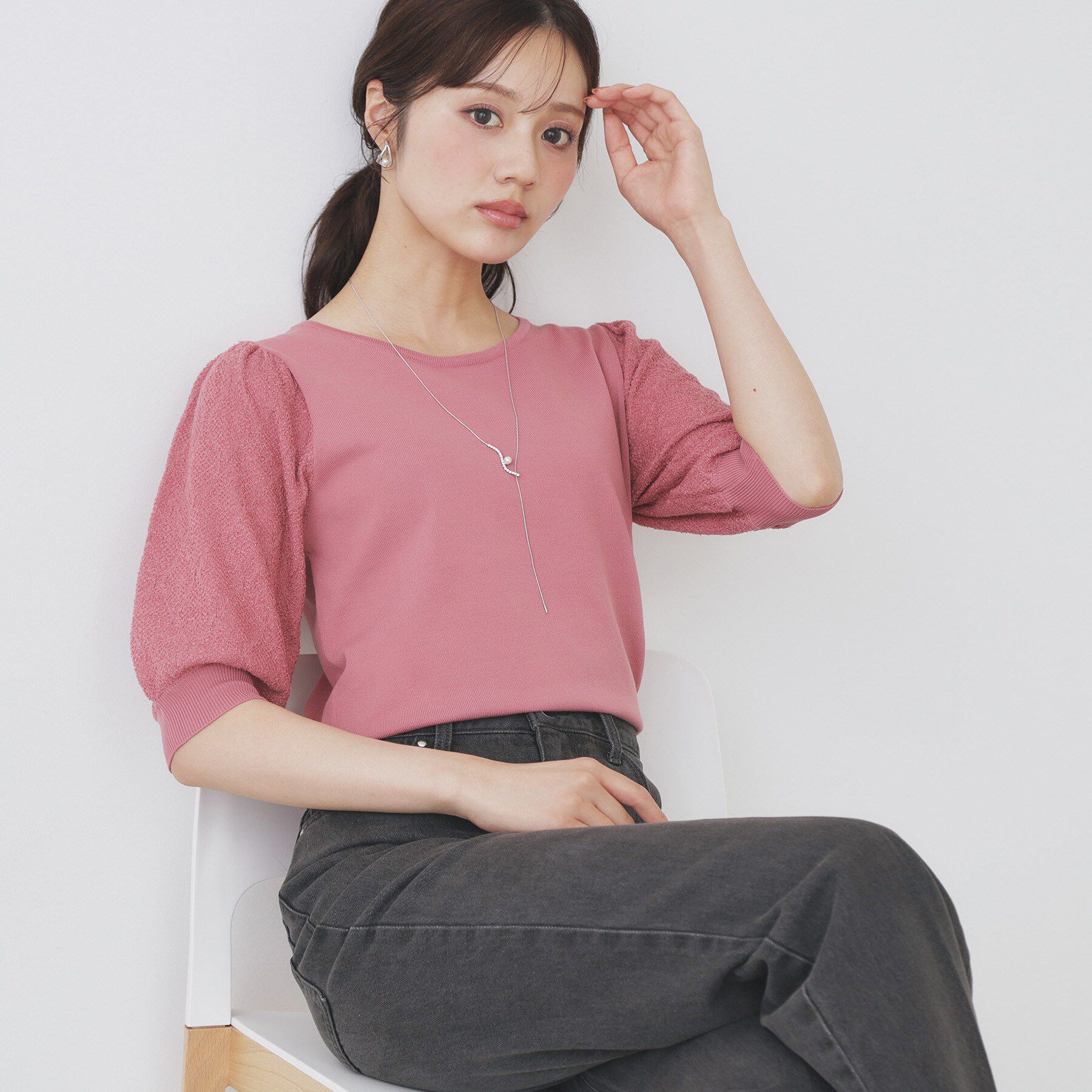 index「パフスリーブニット【洗濯機洗い可】」|ニット・セーター|ピンク(072)