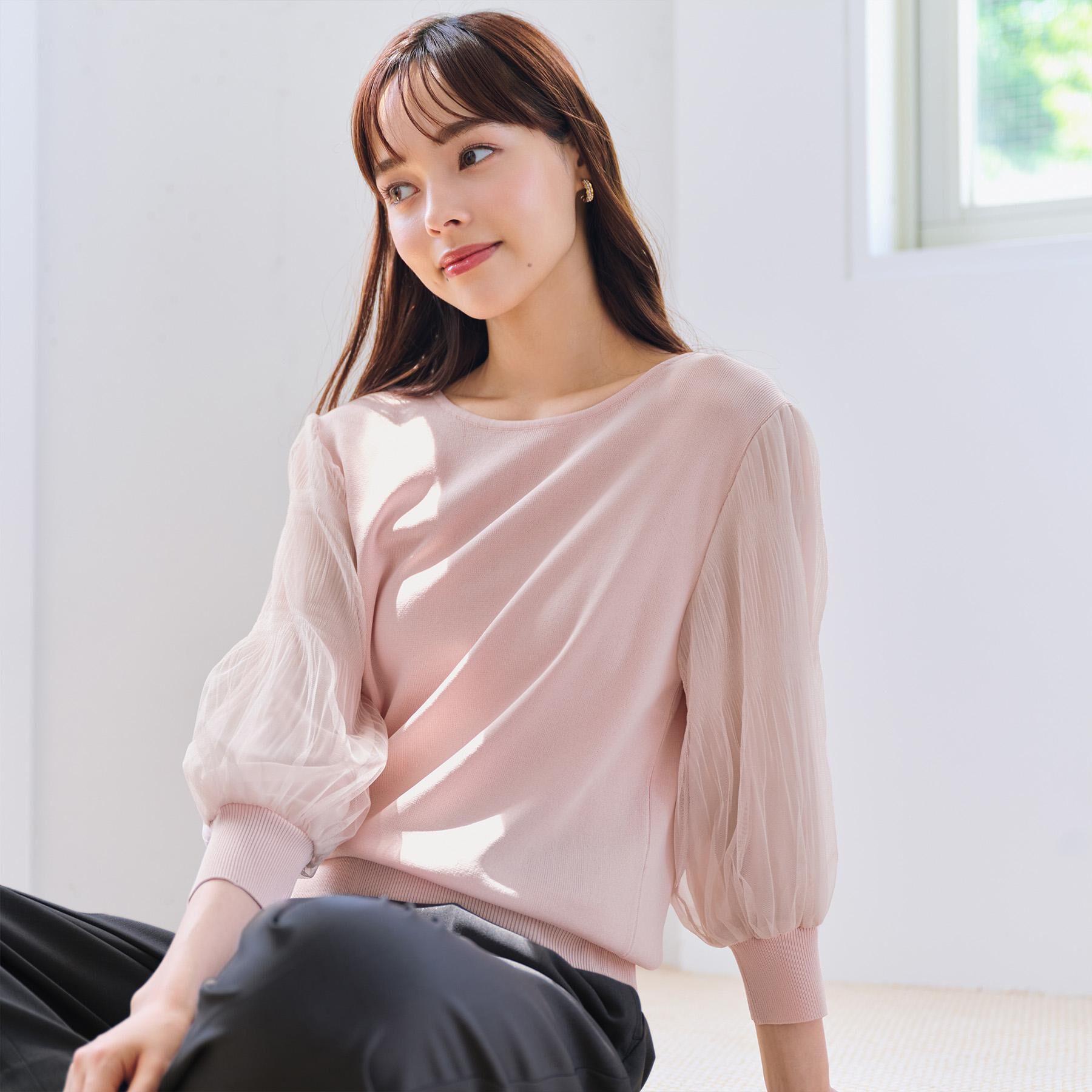 index「《5色展開》マジョリカプリーツスリーブニット【洗濯機洗い可】」|ニット・セーター|