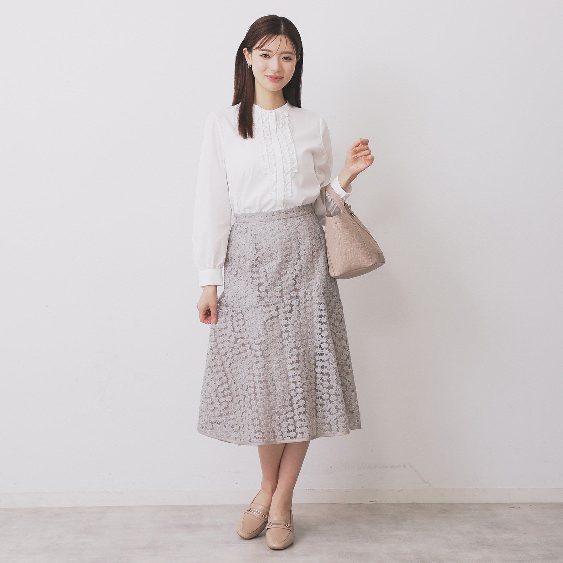 index「バンドカラーフリルブラウス【洗濯機OK/イージーアイロン/防シワ】」|シャツ・ブラウス|