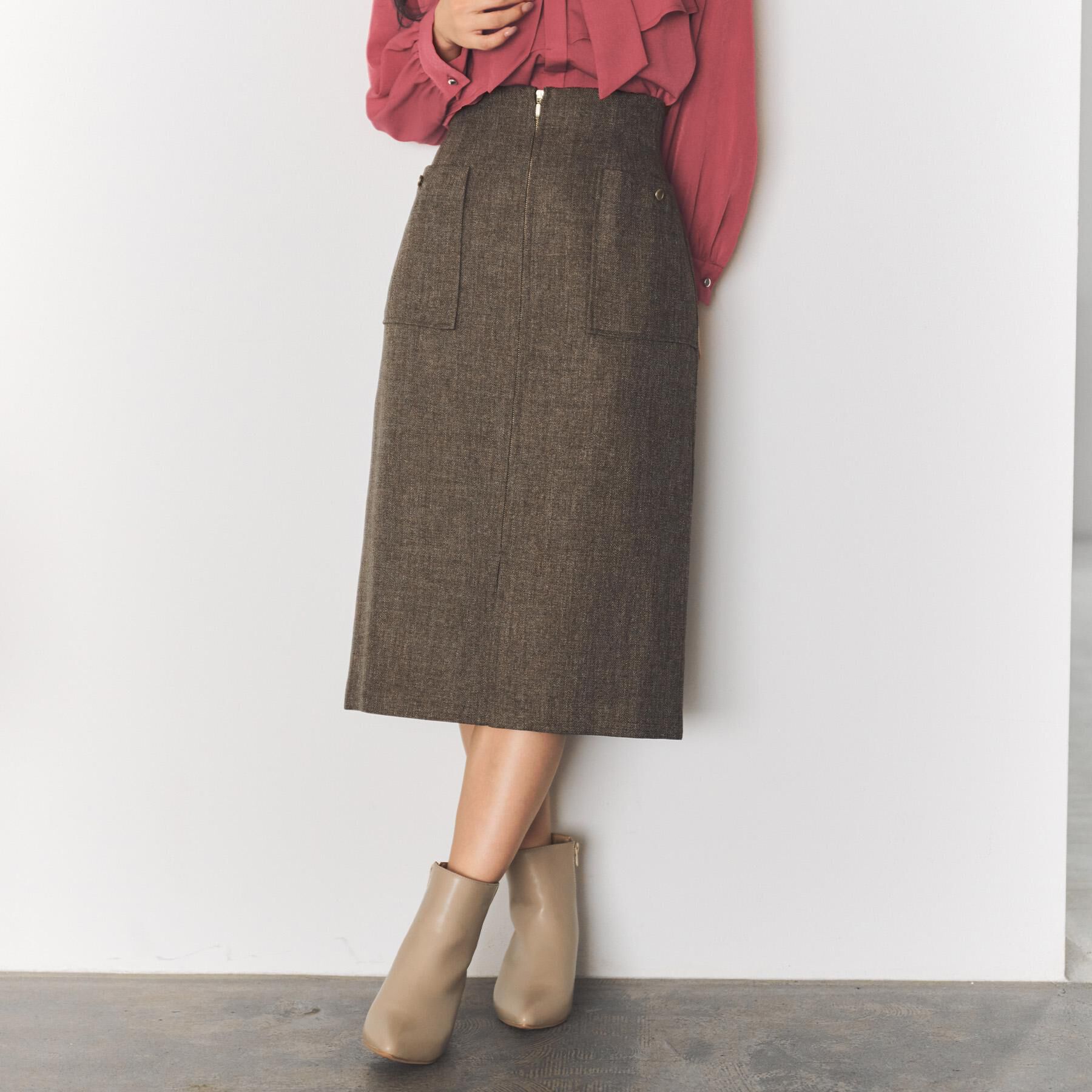 index「ツイード調フロントジップタイトスカート【洗濯機OK/防シワ】」|スカート|