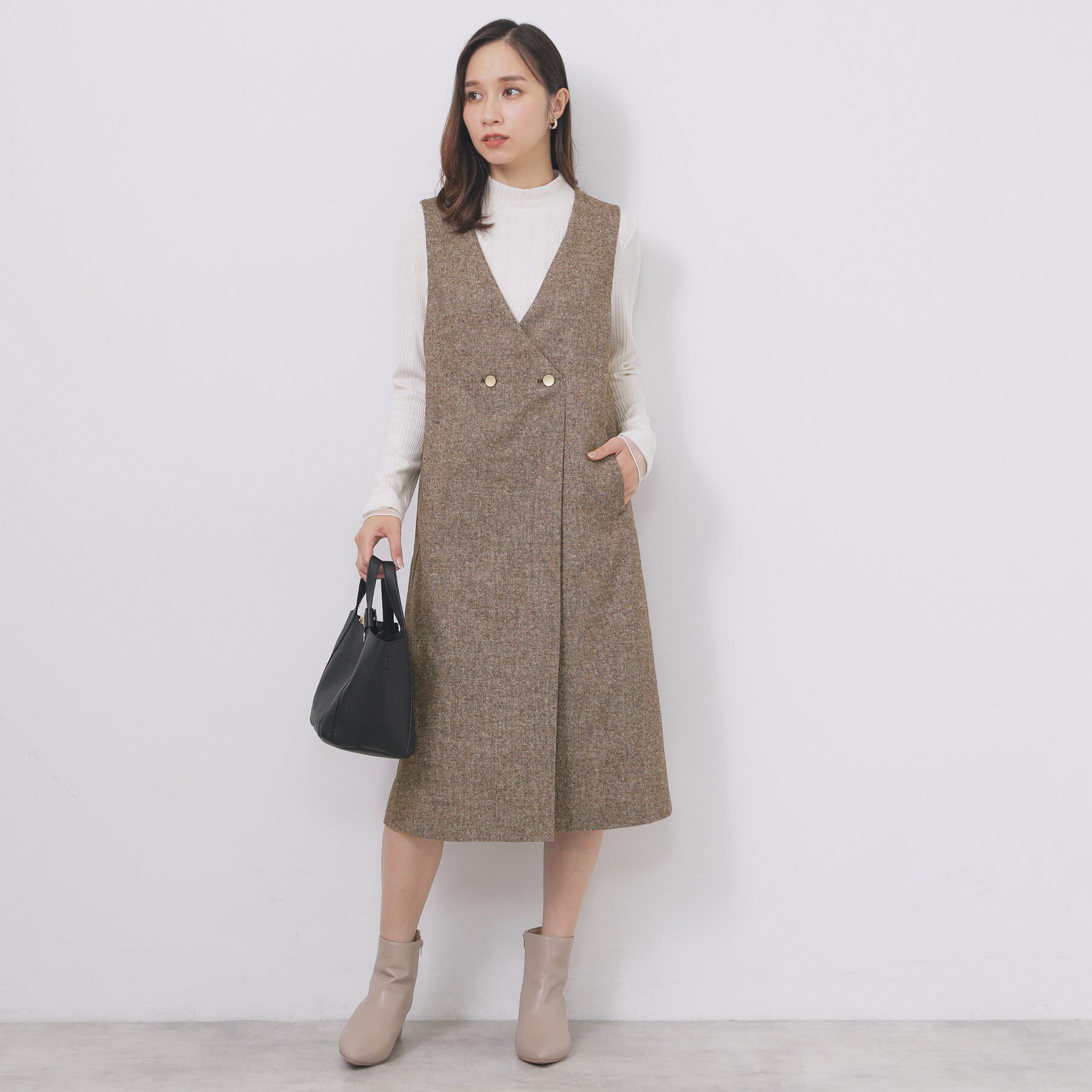 index「ラップ風ツイードジャンスカ【洗濯機OK/防シワ】」|ワンピース|