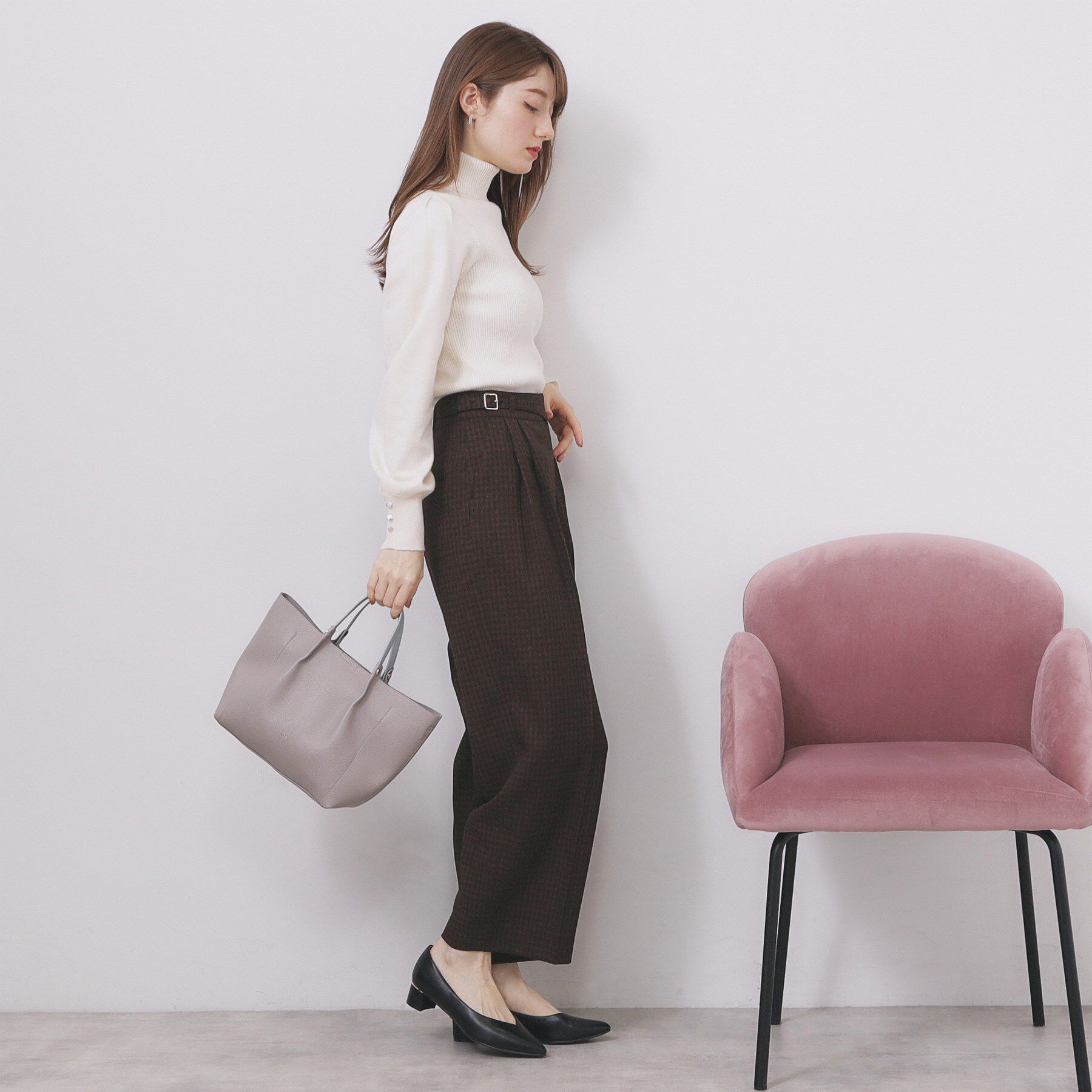 index「カルゼツイードストレッチワイドパンツ【洗濯機OK/防シワ/イージーアイロン/抗ピル】」|その他|